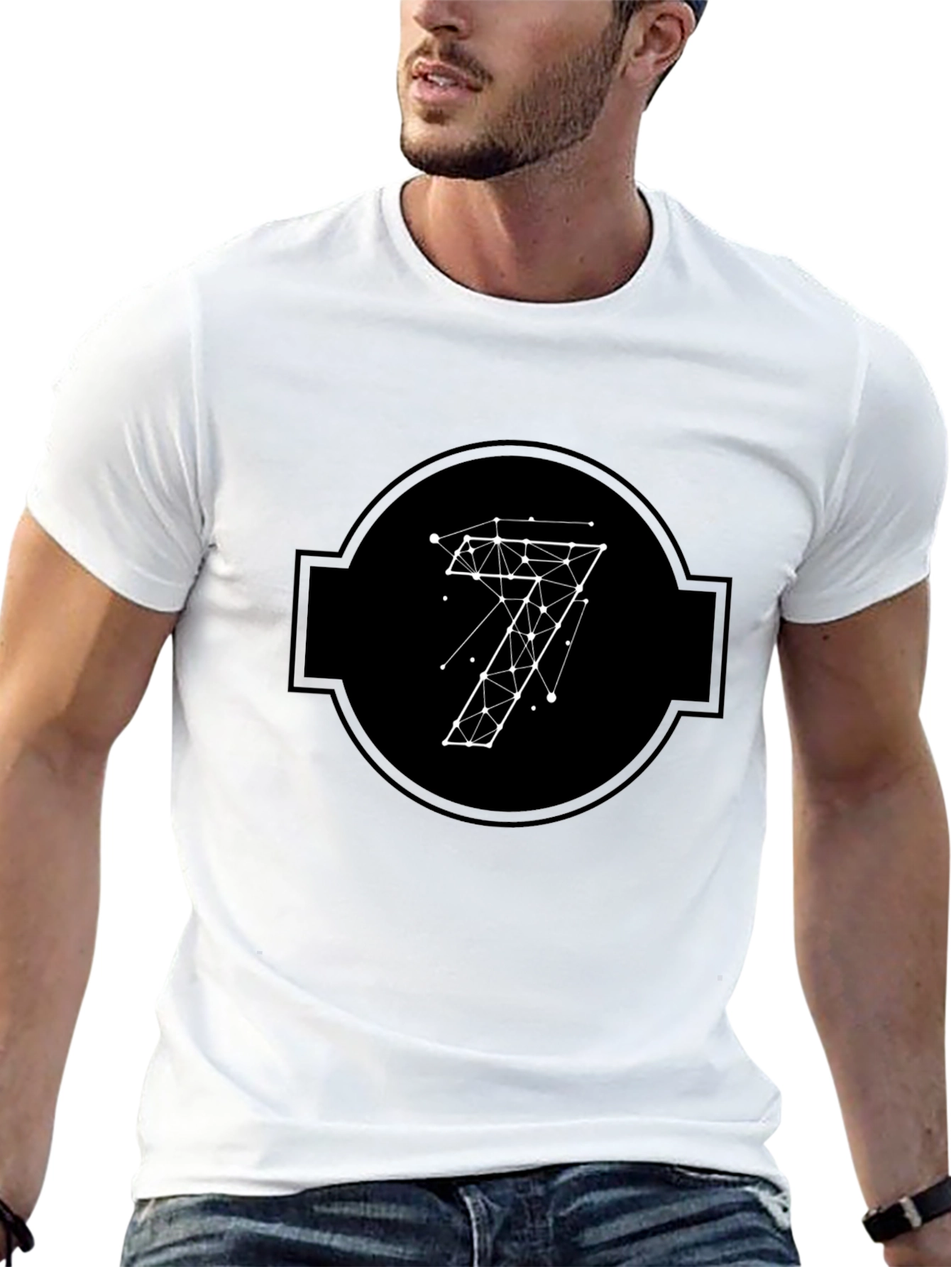 Geometric Seven Black Tee