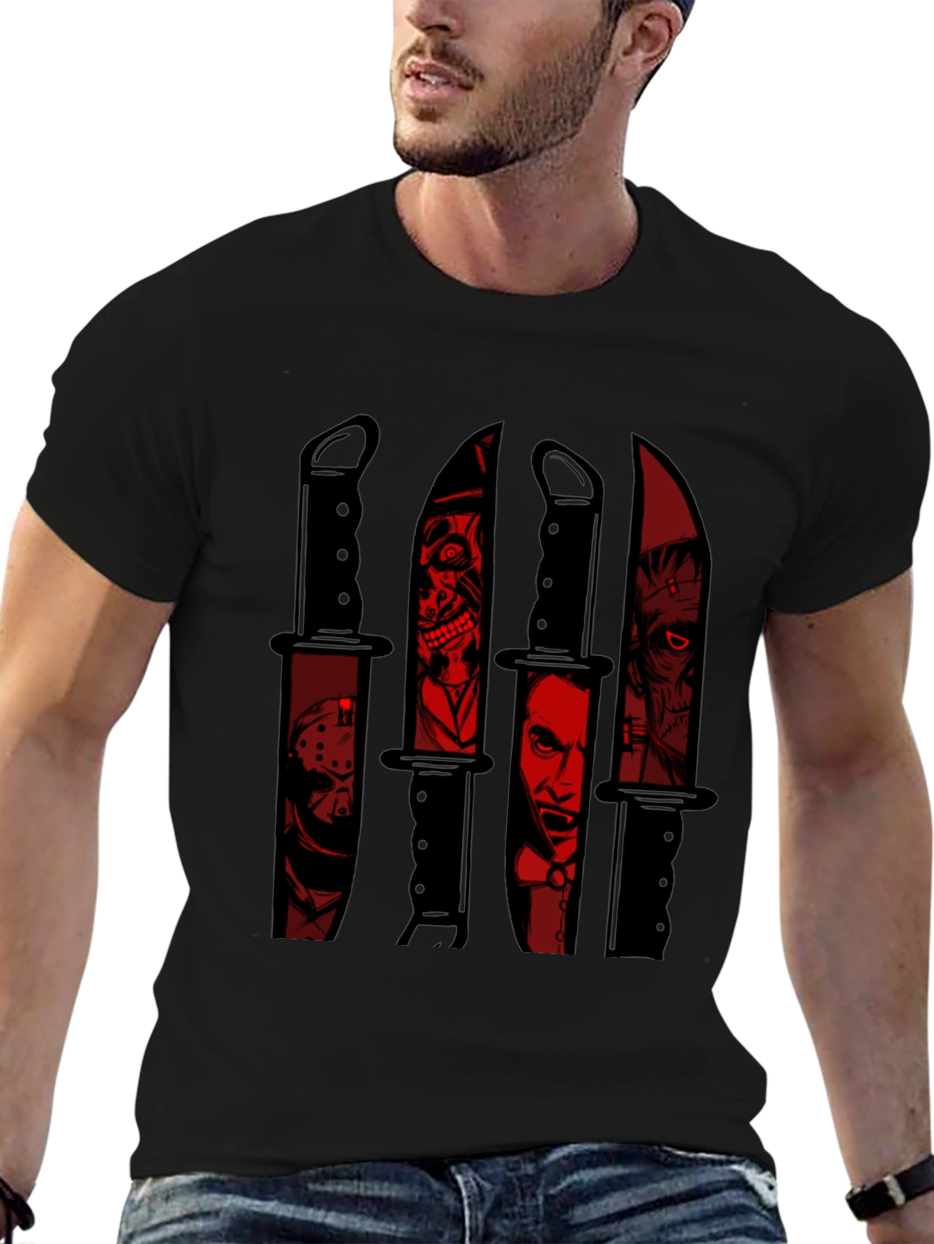 Horror Movie Character Knife Graphic Tee