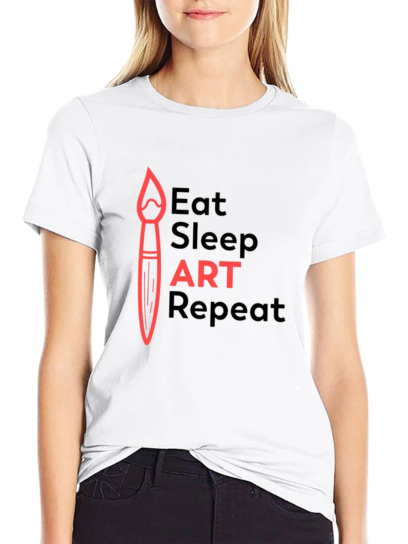 Eat Sleep Art Repeat Graphic T-Shirt - Black