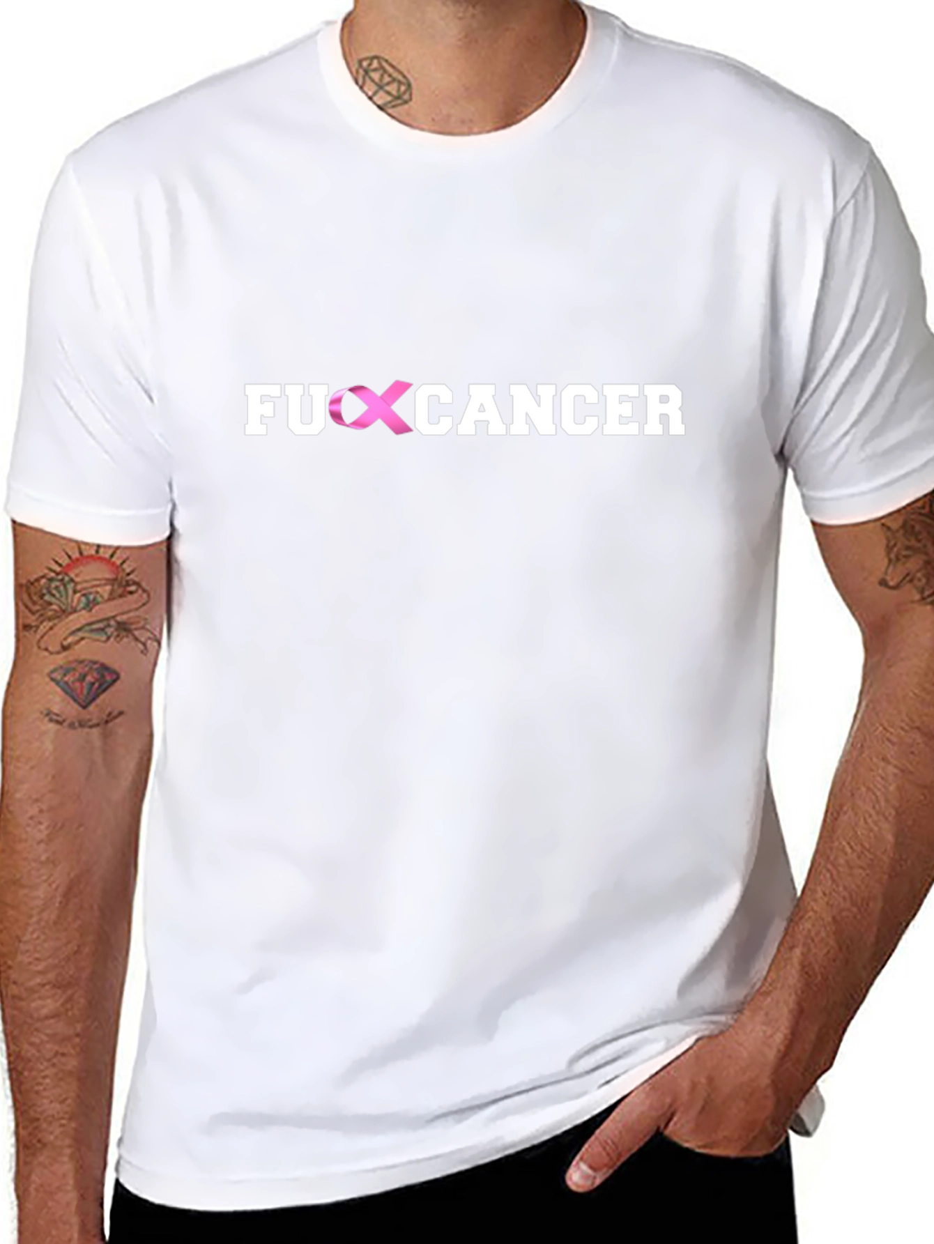 F Cancer Ribbon T-Shirt - Fight Breast Cancer Awareness