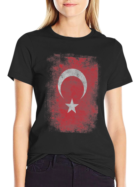 Turkish Flag Graphic T-Shirt - Distressed Design