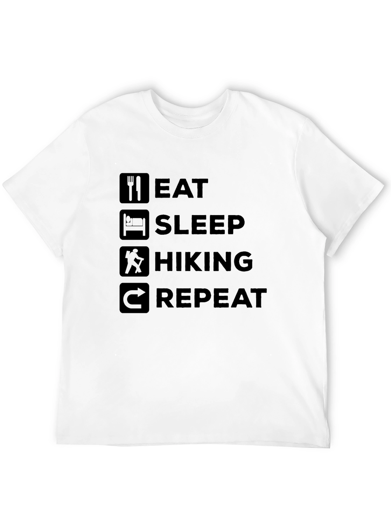 Eat Sleep Hiking Repeat Black Graphic Tee