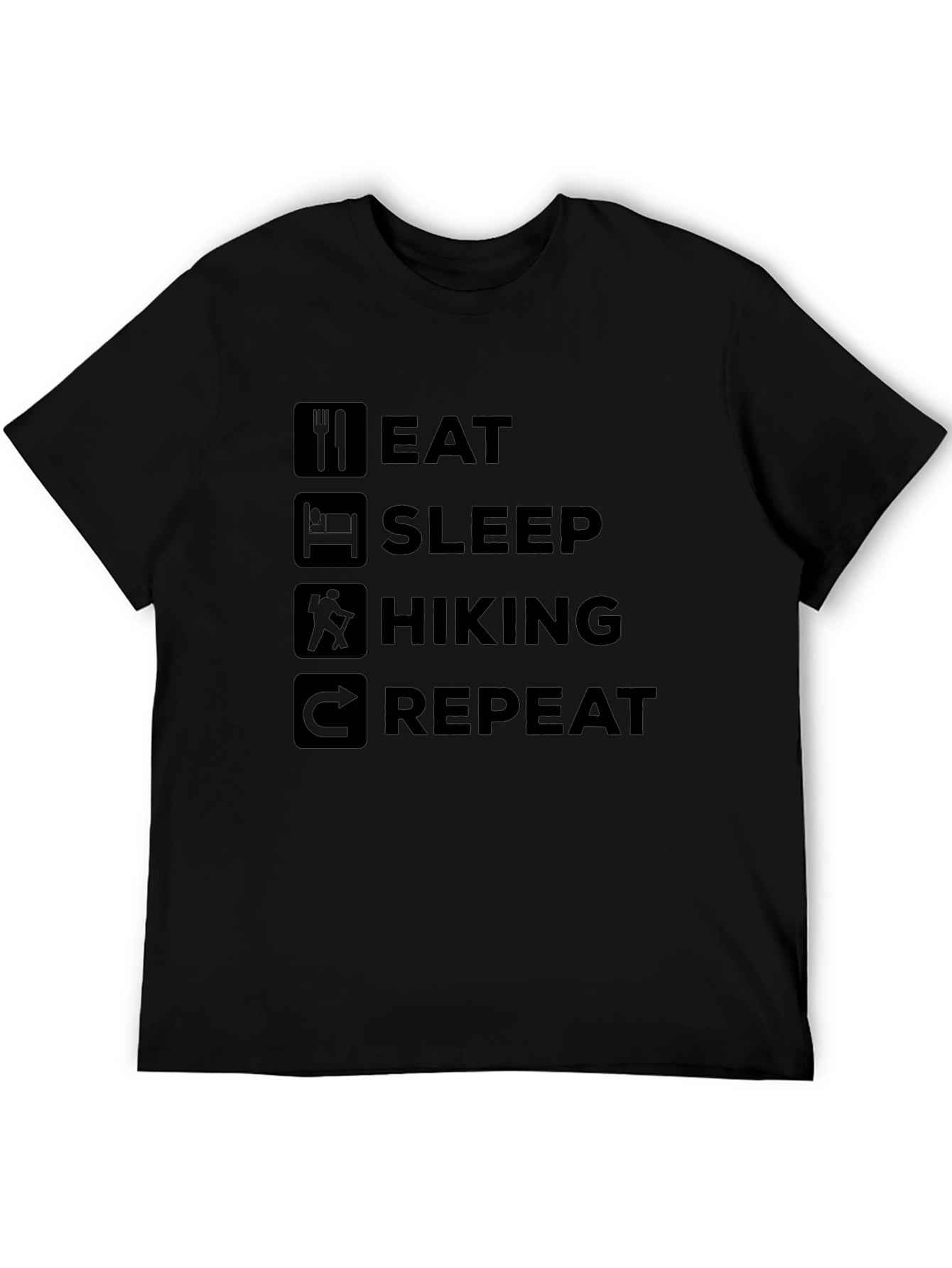 Eat Sleep Hiking Repeat Black Graphic Tee