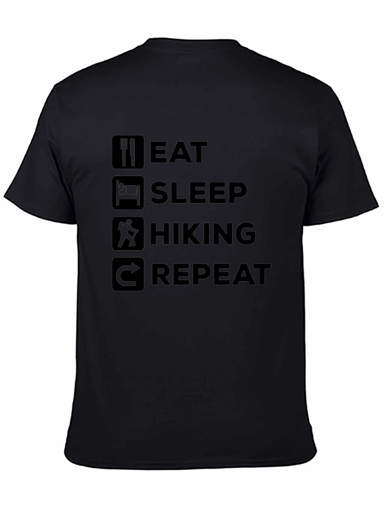 Eat Sleep Hiking Repeat Black Graphic Tee