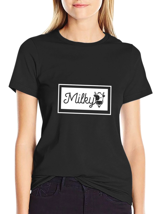 Black T-Shirt - Milky Cow Graphic