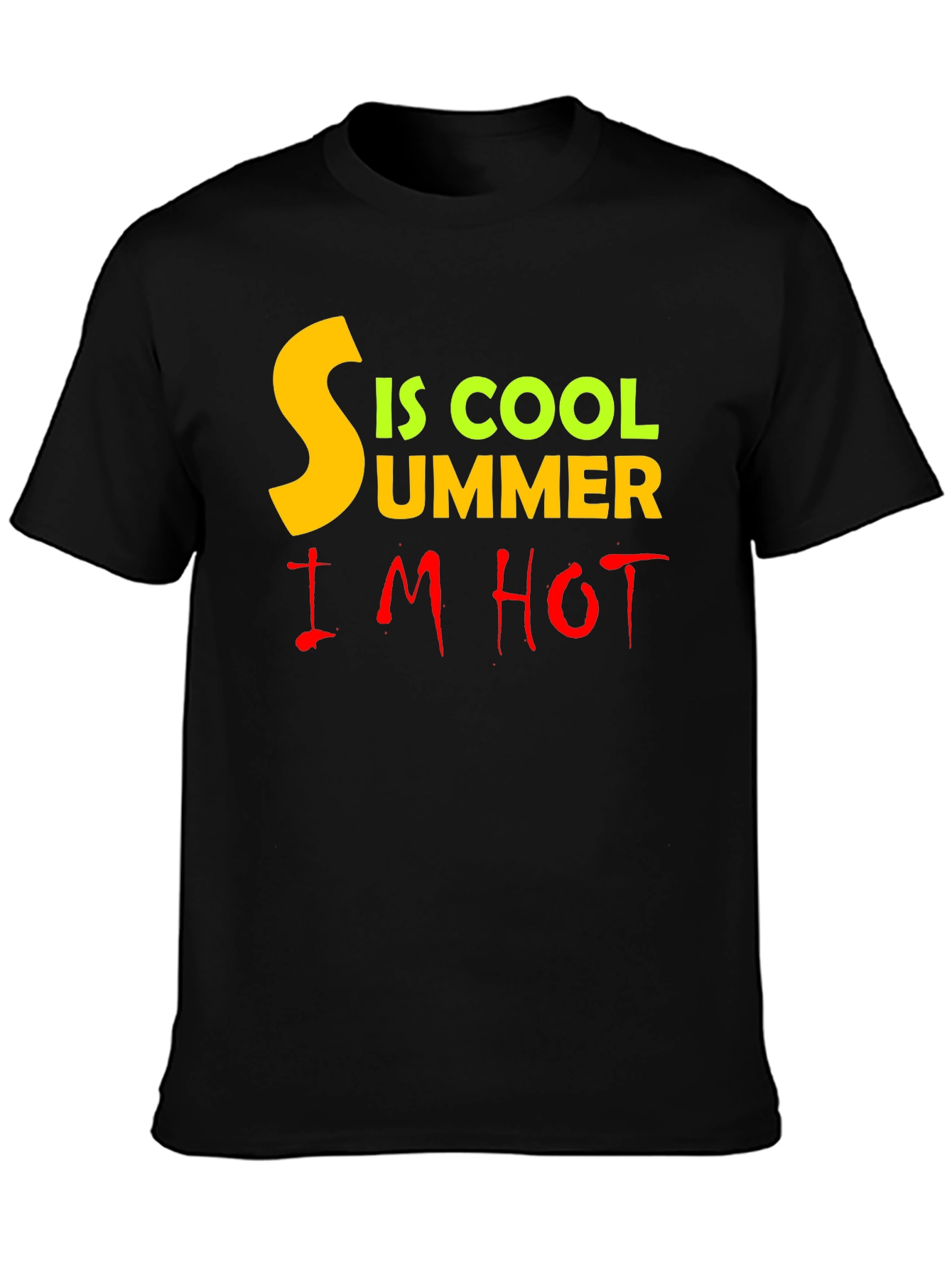 Summer Cool & Hot Graphic T-Shirt - Black