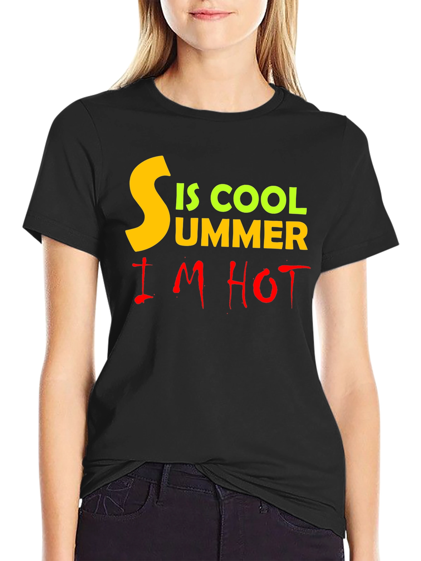 Summer Cool & Hot Graphic T-Shirt - Black