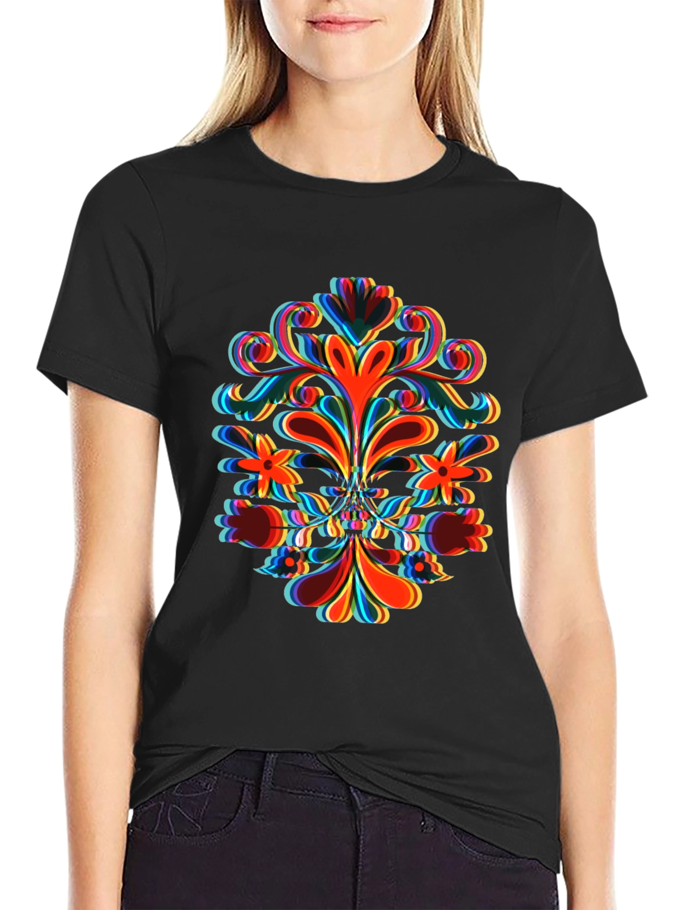 Psychedelic Floral Graphic Print Tee