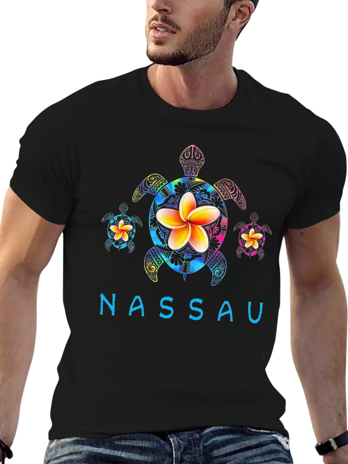Nassau Turtle Flower Graphic T-Shirt