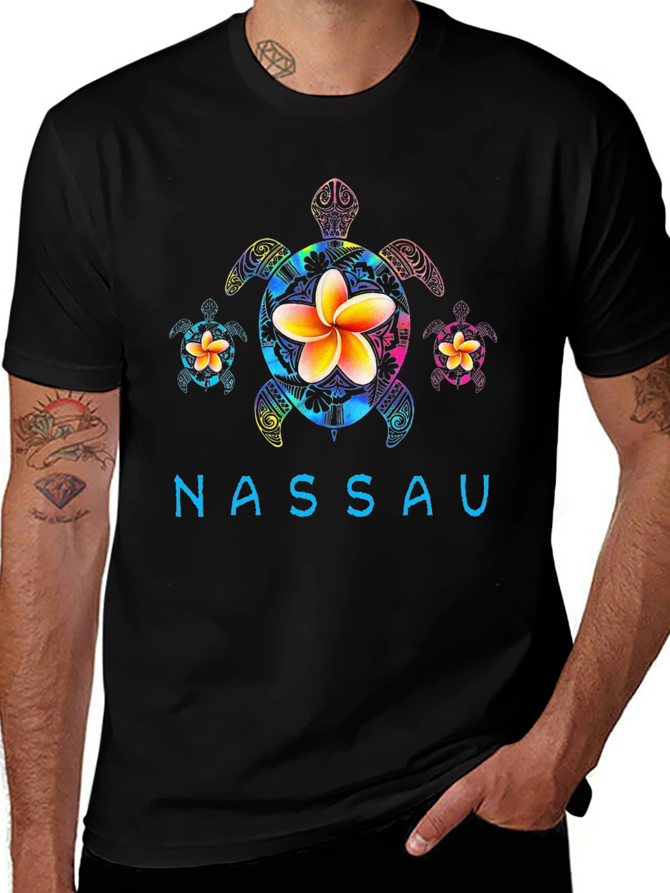 Nassau Turtle Flower Graphic T-Shirt