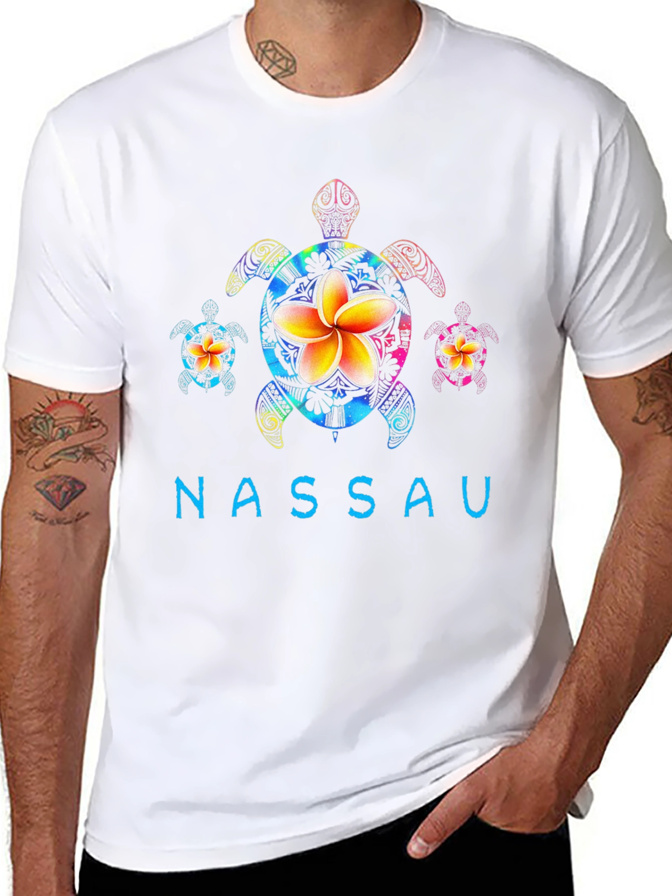Nassau Turtle Flower Graphic T-Shirt