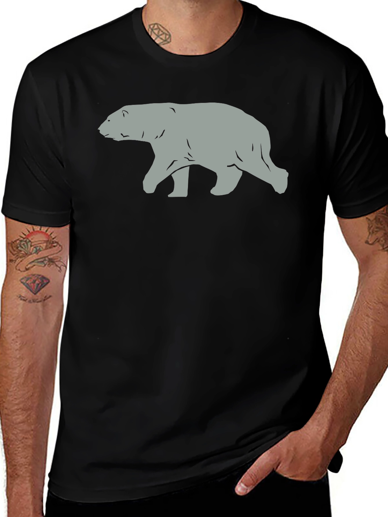 Polar Bear Graphic Tee - Classic Black Cotton T-Shirt