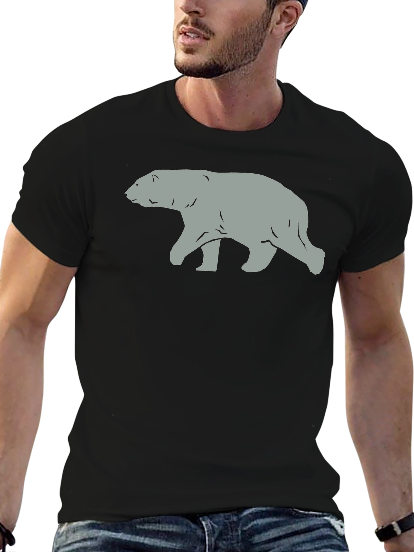 Polar Bear Graphic Tee - Classic Black Cotton T-Shirt