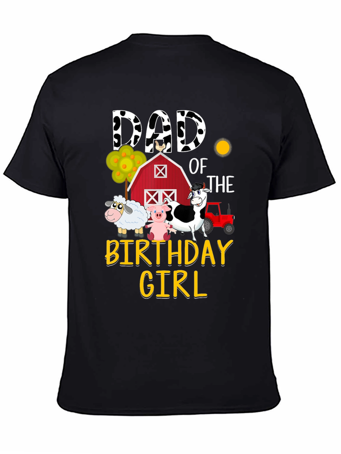 Dad Birthday Girl Farm Animals Graphic T-Shirt