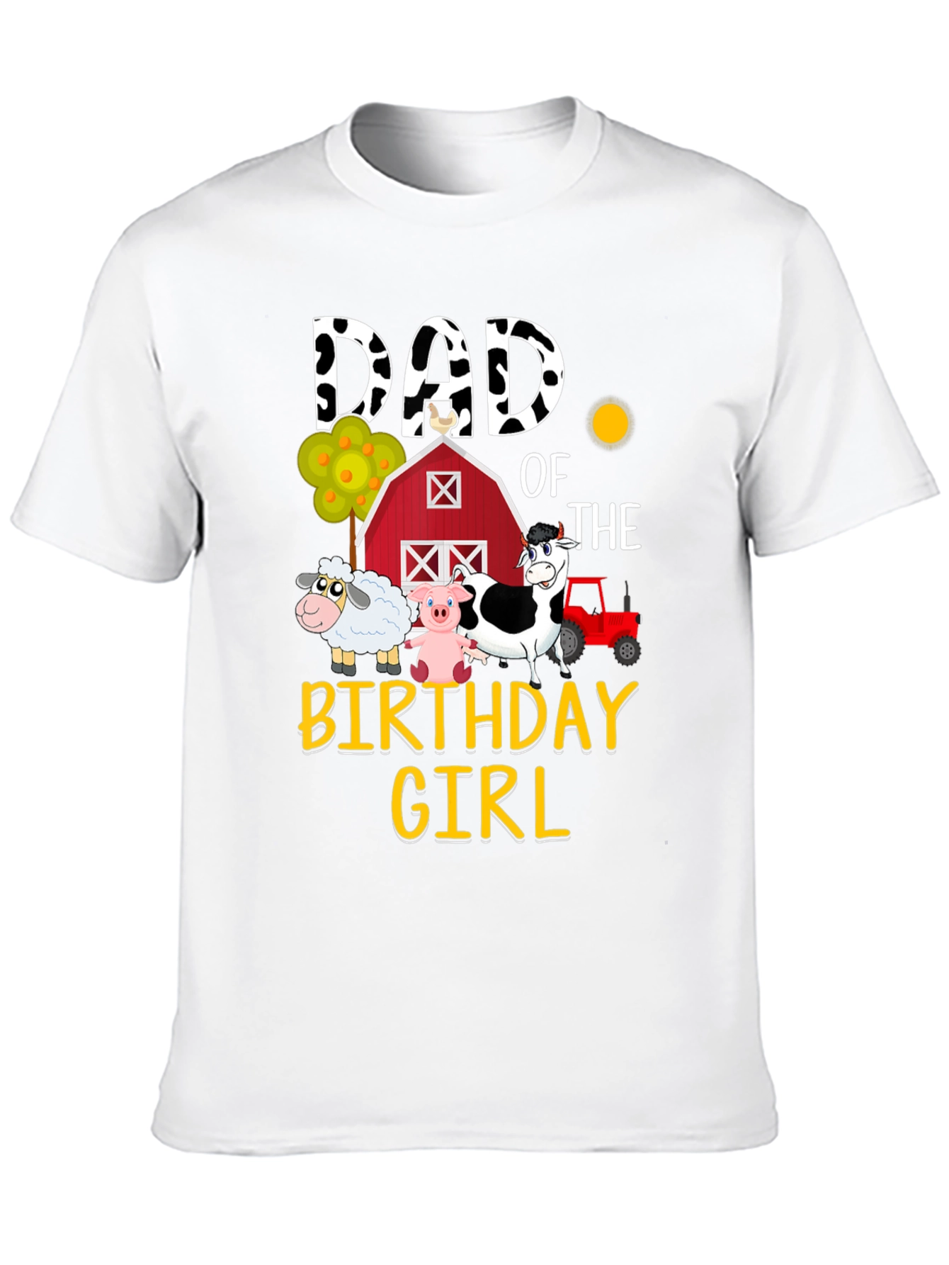 Dad Birthday Girl Farm Animals Graphic T-Shirt