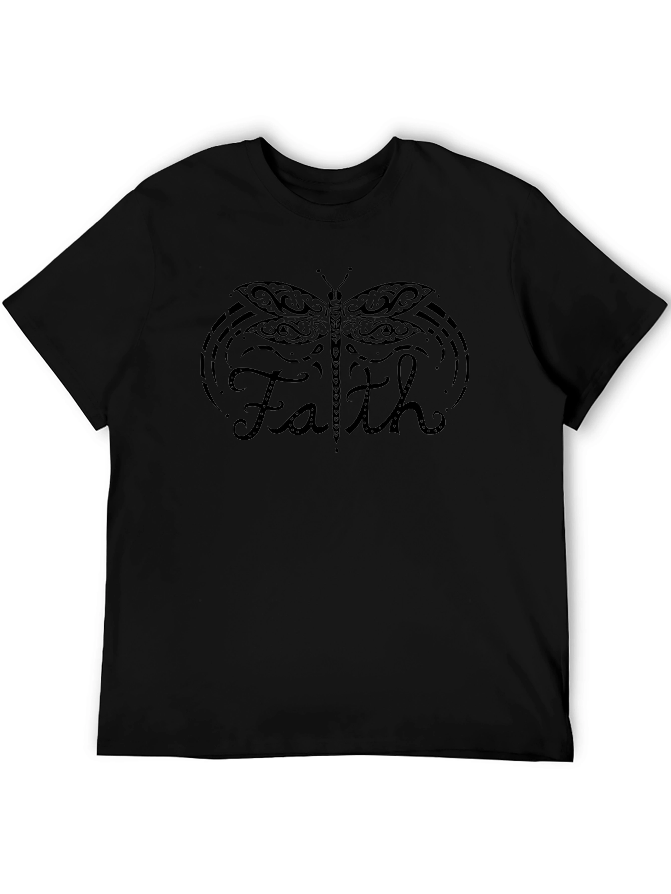 Faith Butterfly Graphic Tee - Soft Black T-Shirt