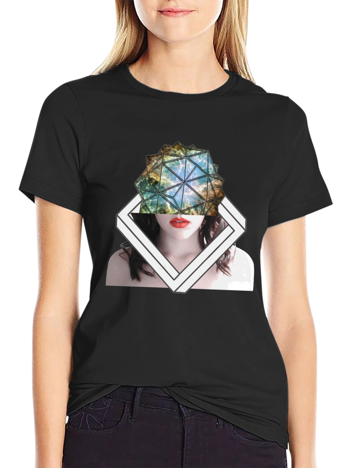 Geometric Galaxy Woman Tee