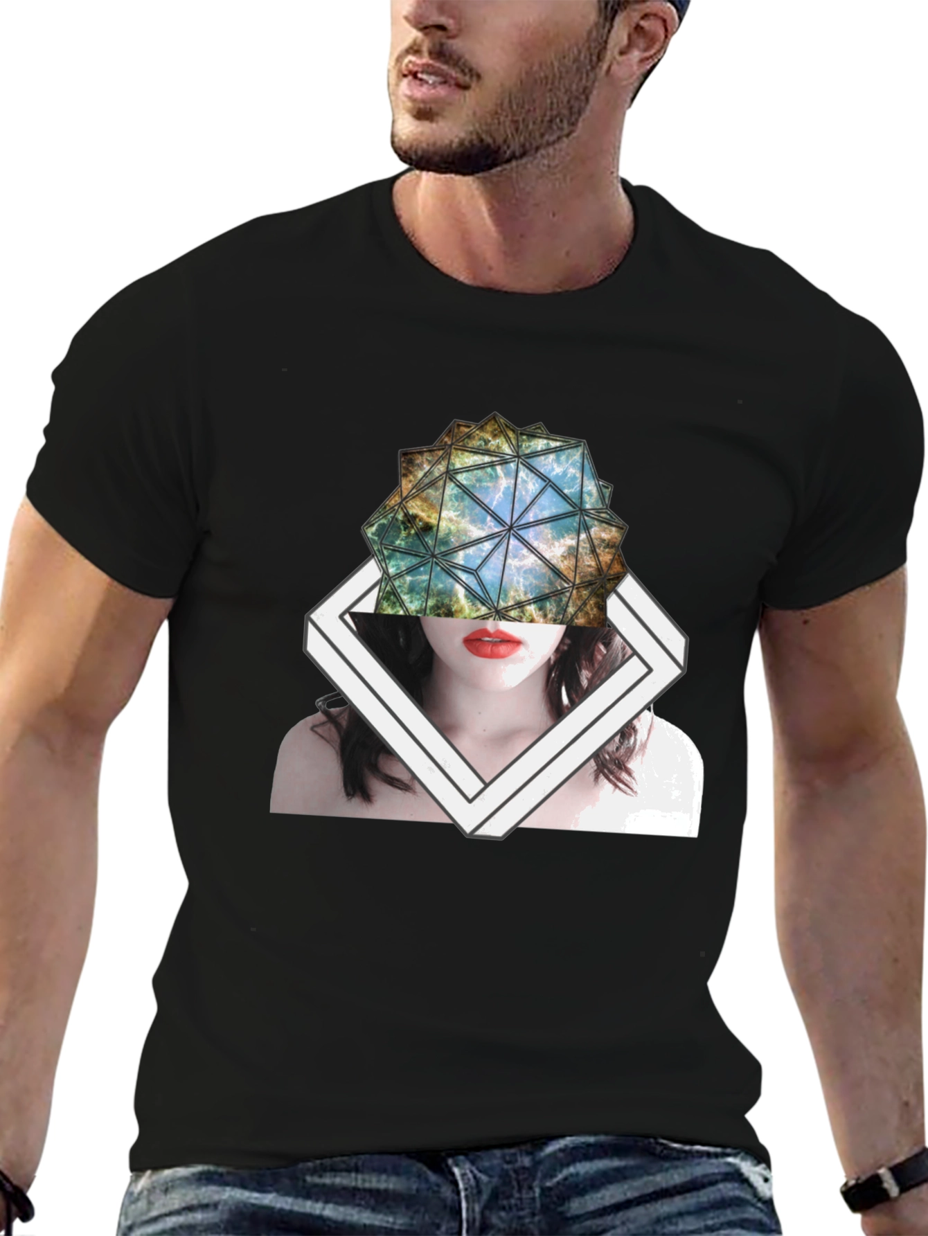 Geometric Galaxy Woman Tee