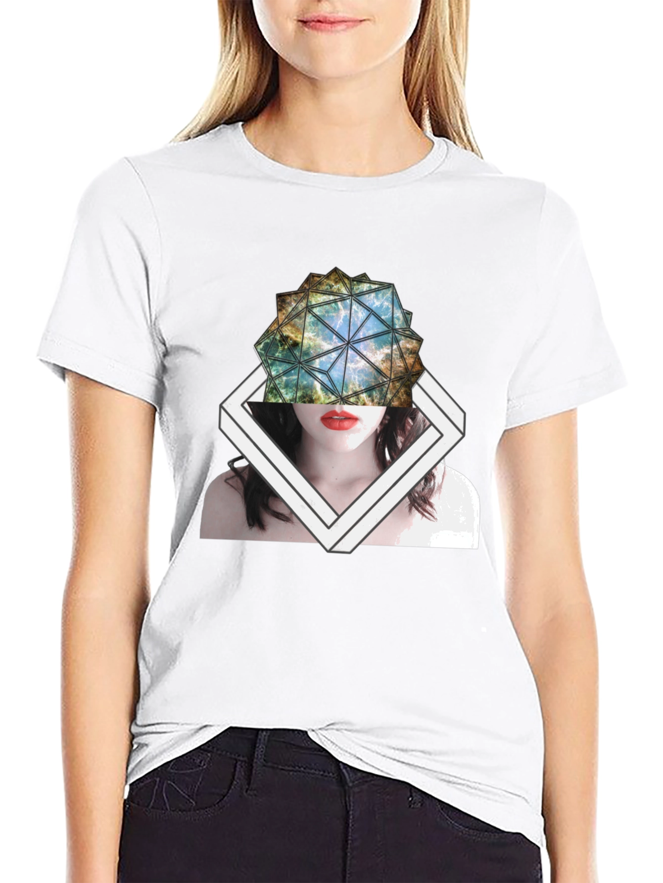 Geometric Galaxy Woman Tee
