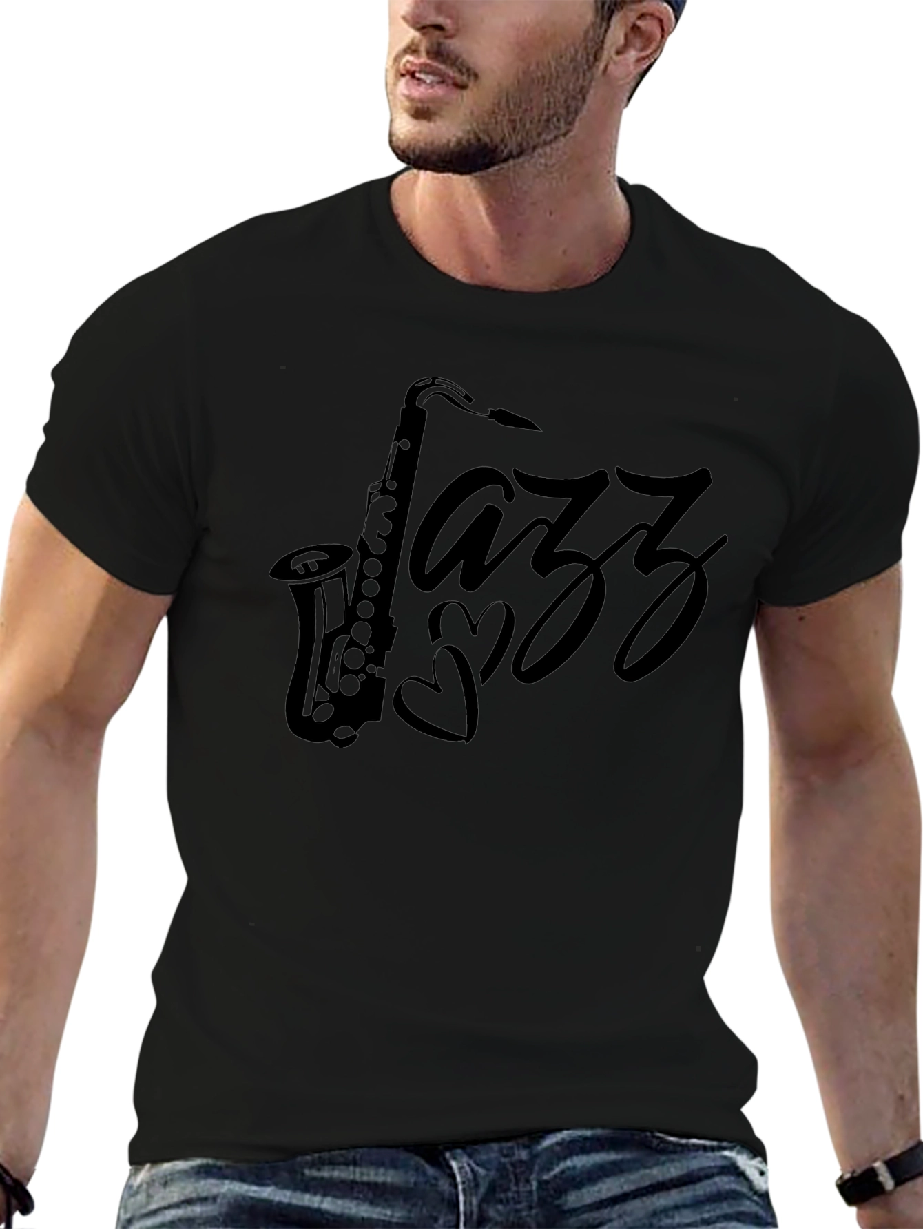 Jazz Saxophone Black T-Shirt