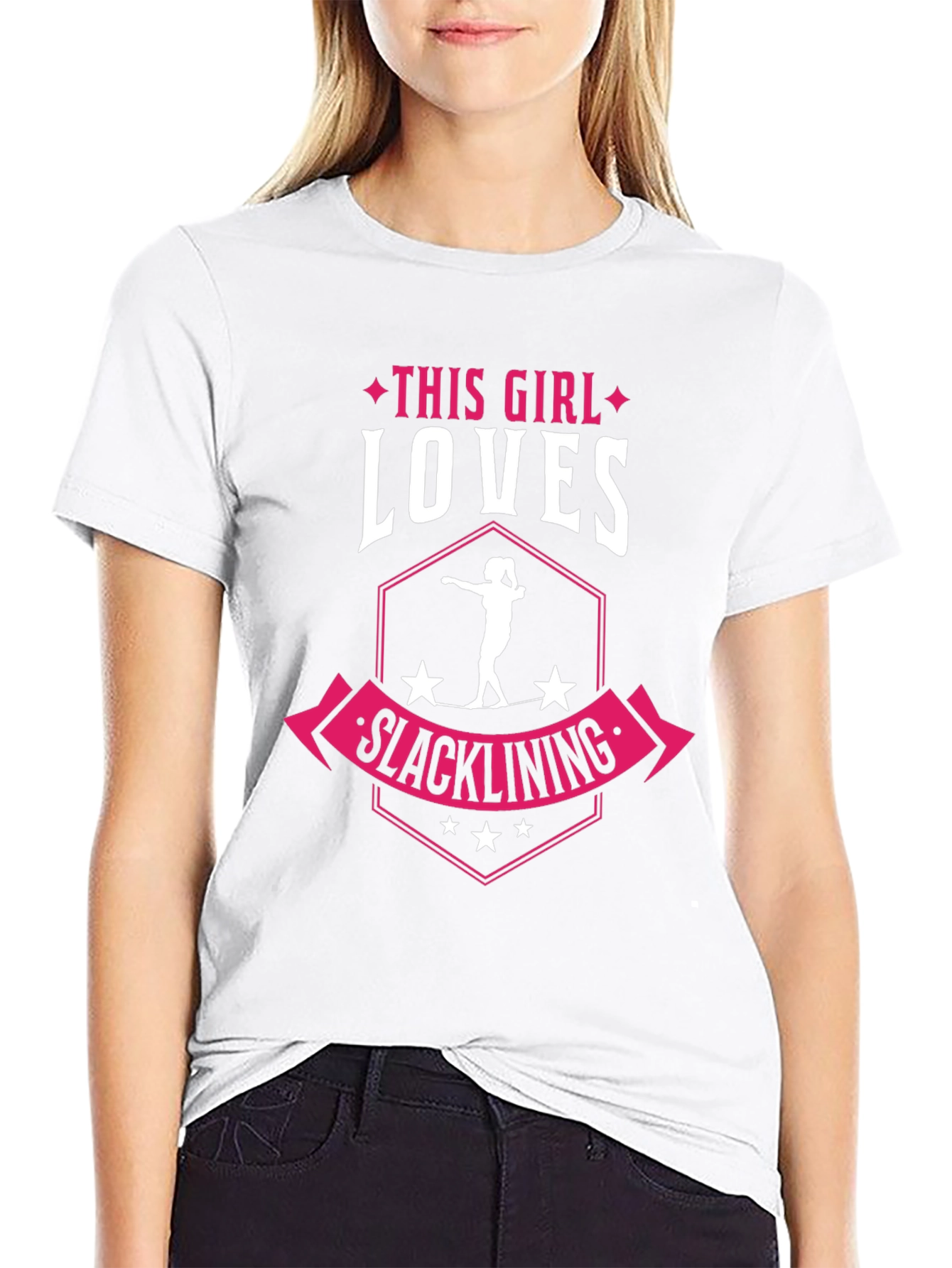 Slacklining Girl T-Shirt - Loves Slacklining