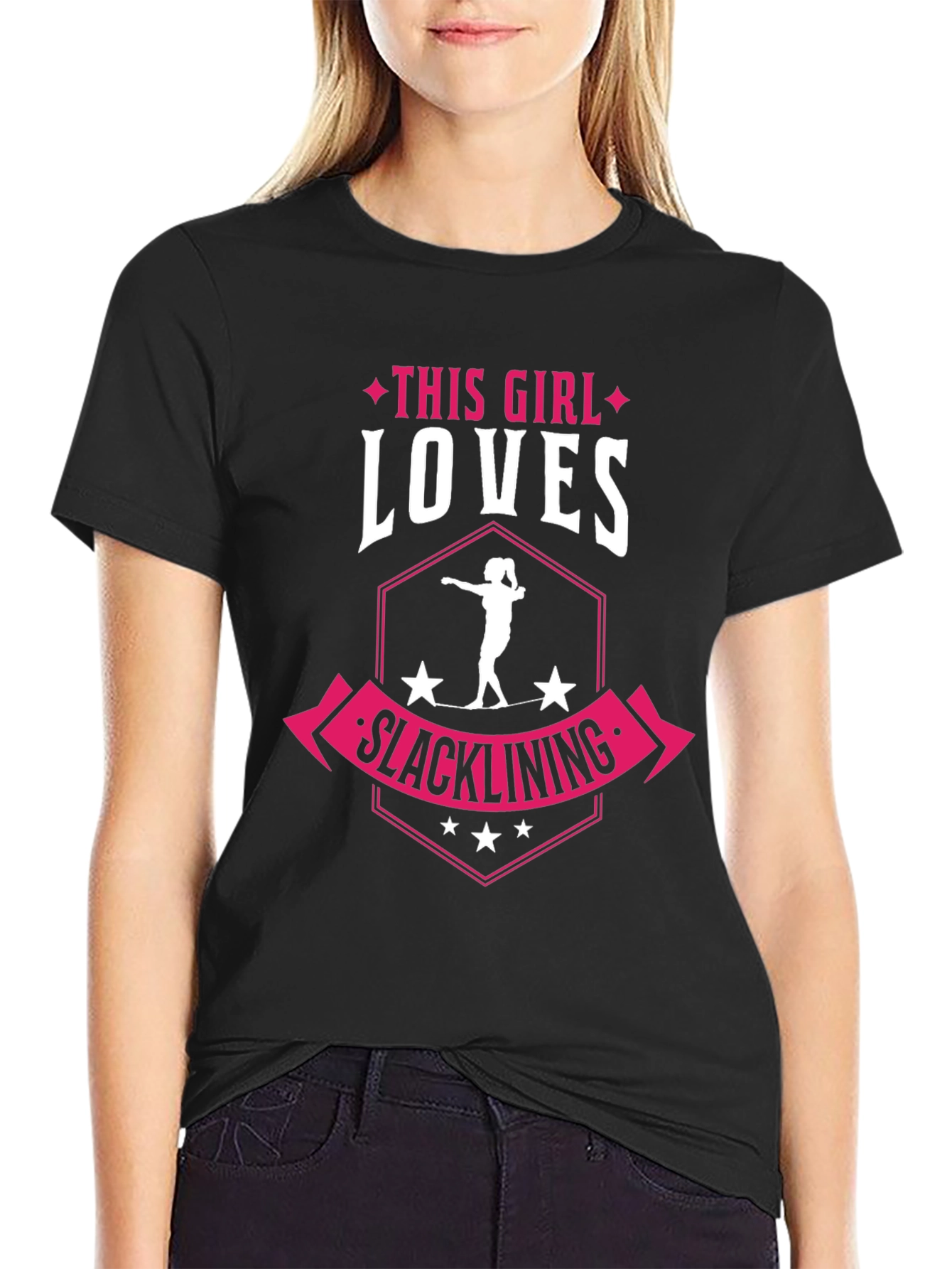 Slacklining Girl T-Shirt - Loves Slacklining