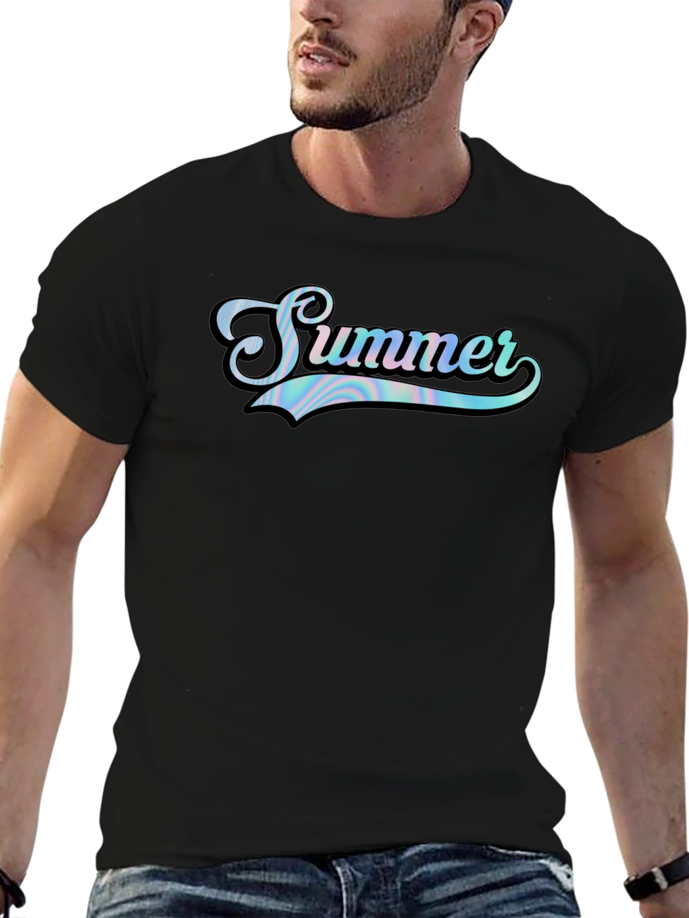 Summer Graphic Print Black T-Shirt