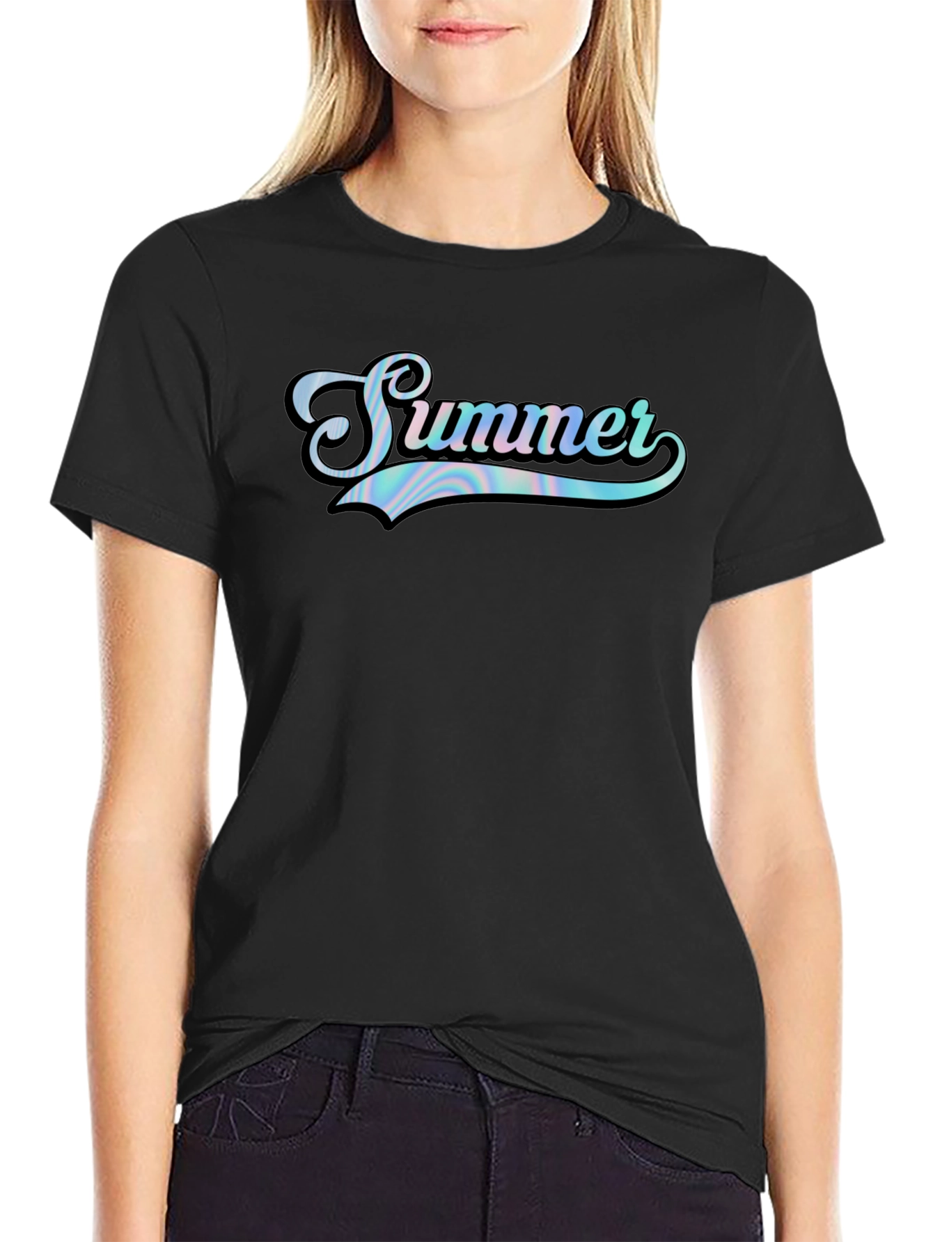 Summer Graphic Print Black T-Shirt