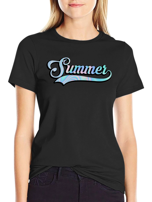 Summer Graphic Print Black T-Shirt