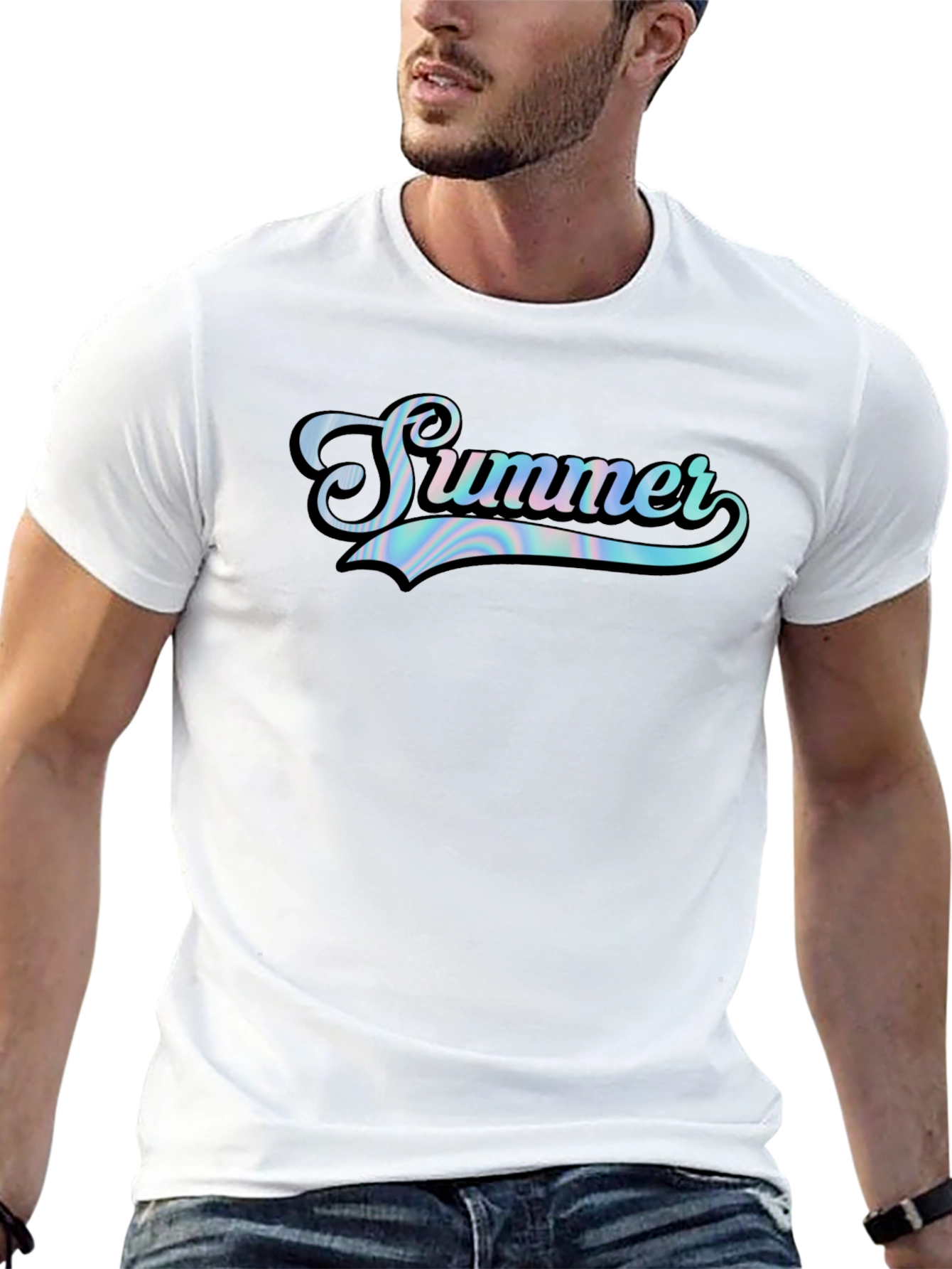 Summer Graphic Print Black T-Shirt