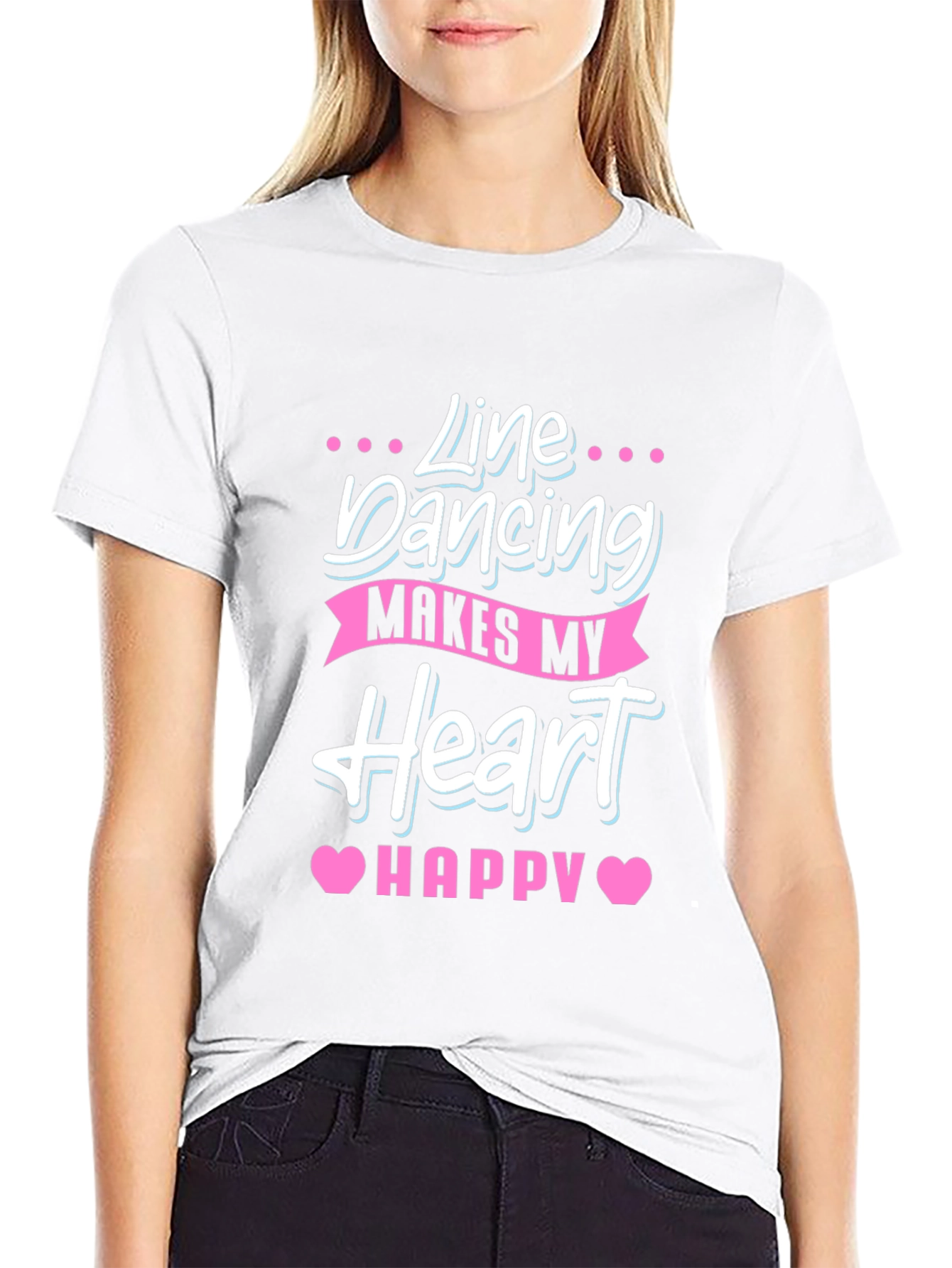 Line Dancing Makes My Heart Happy Black T-Shirt