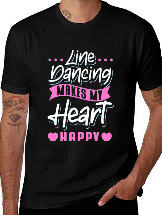 Line Dancing Makes My Heart Happy Black T-Shirt