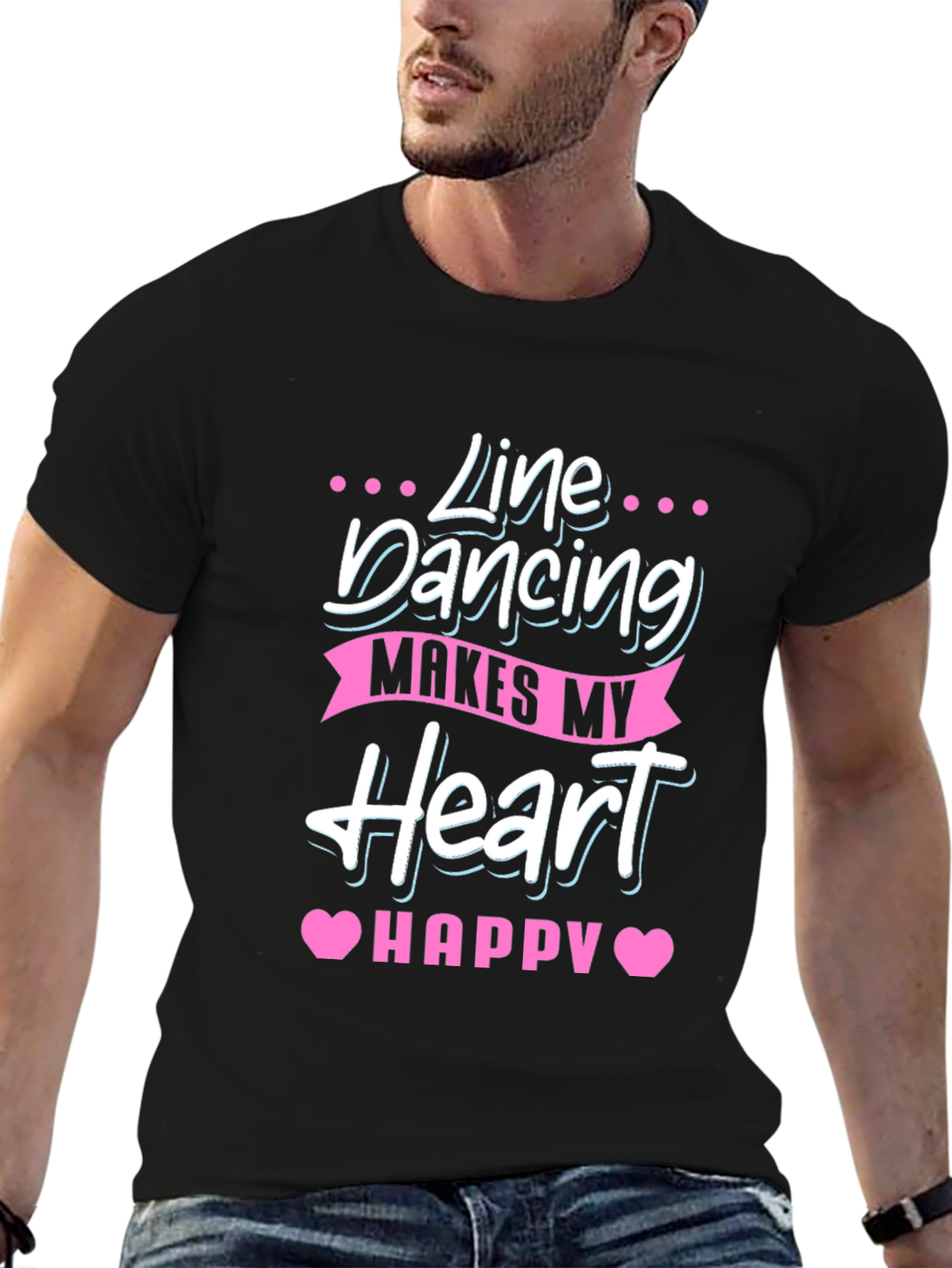 Line Dancing Makes My Heart Happy Black T-Shirt