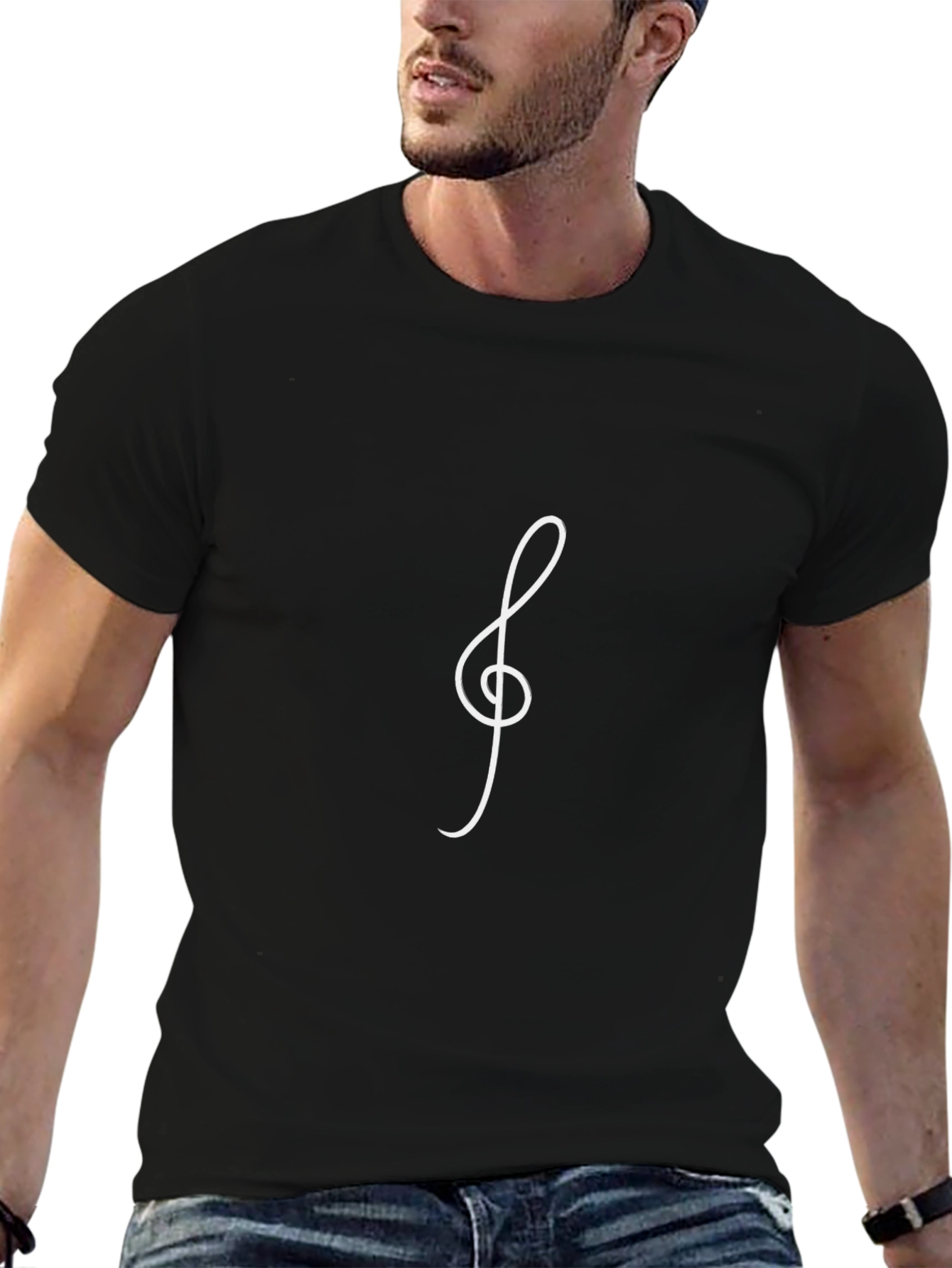Musical Treble Clef Black T-Shirt