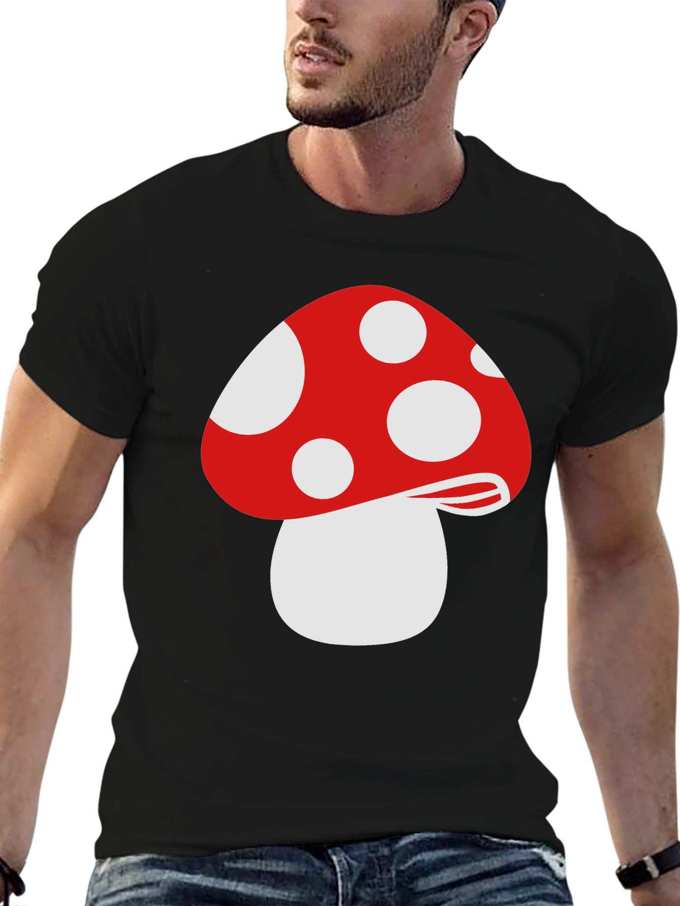 Mushroom Graphic T-Shirt - Stylish Black Tee