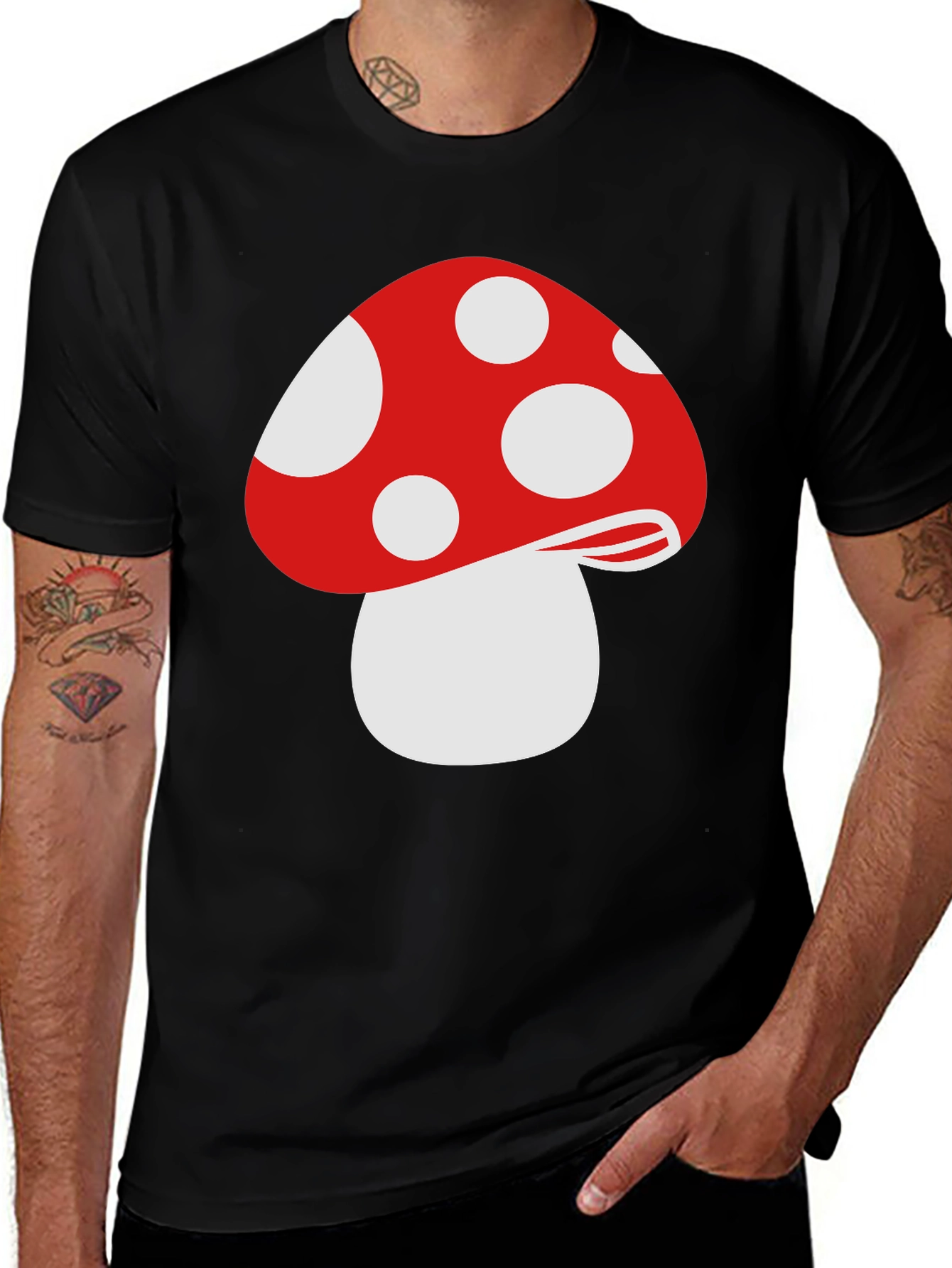 Mushroom Graphic T-Shirt - Stylish Black Tee