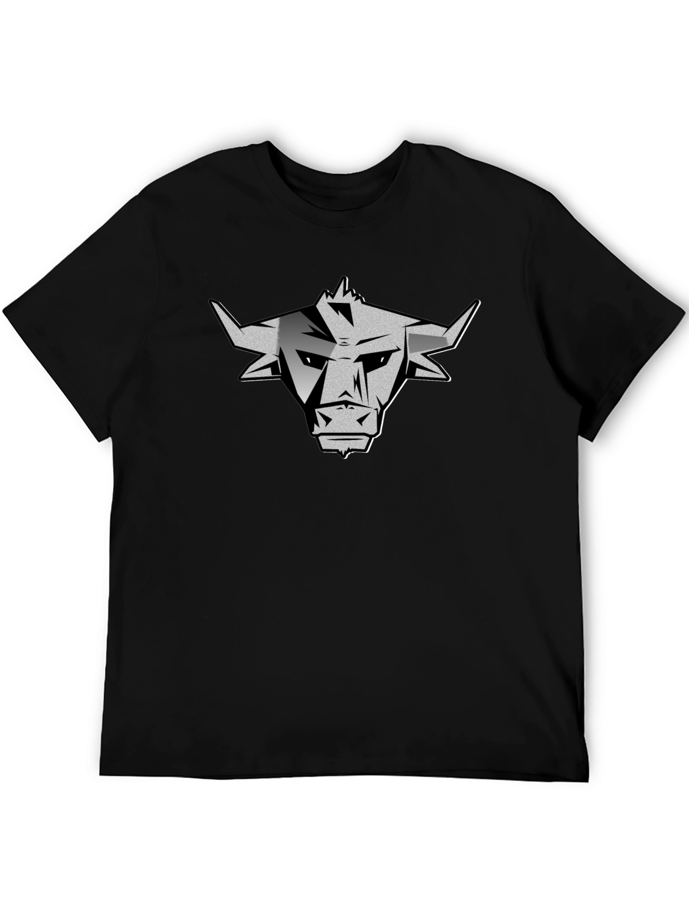 Mens Black Graphic Bull T-Shirt