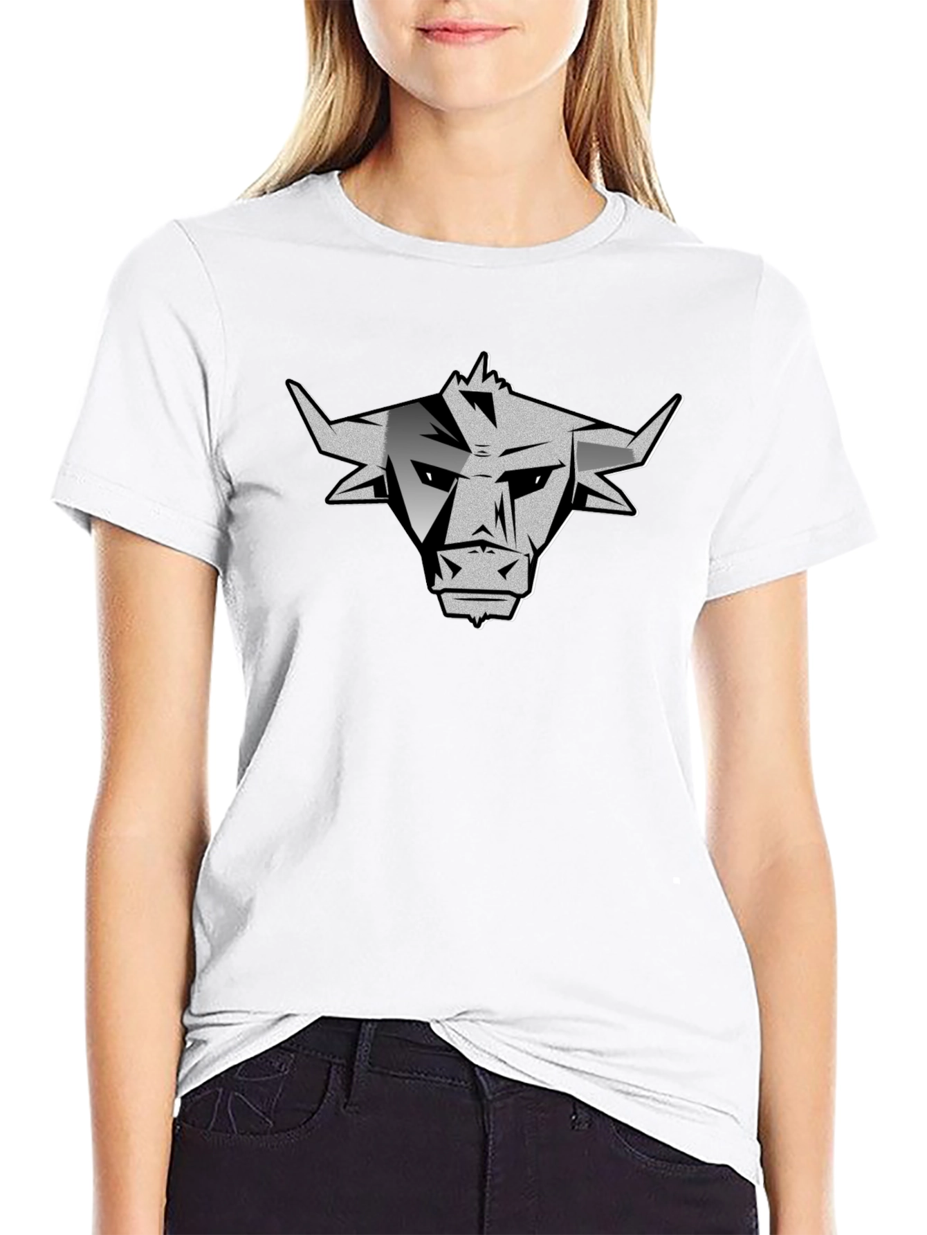 Mens Black Graphic Bull T-Shirt