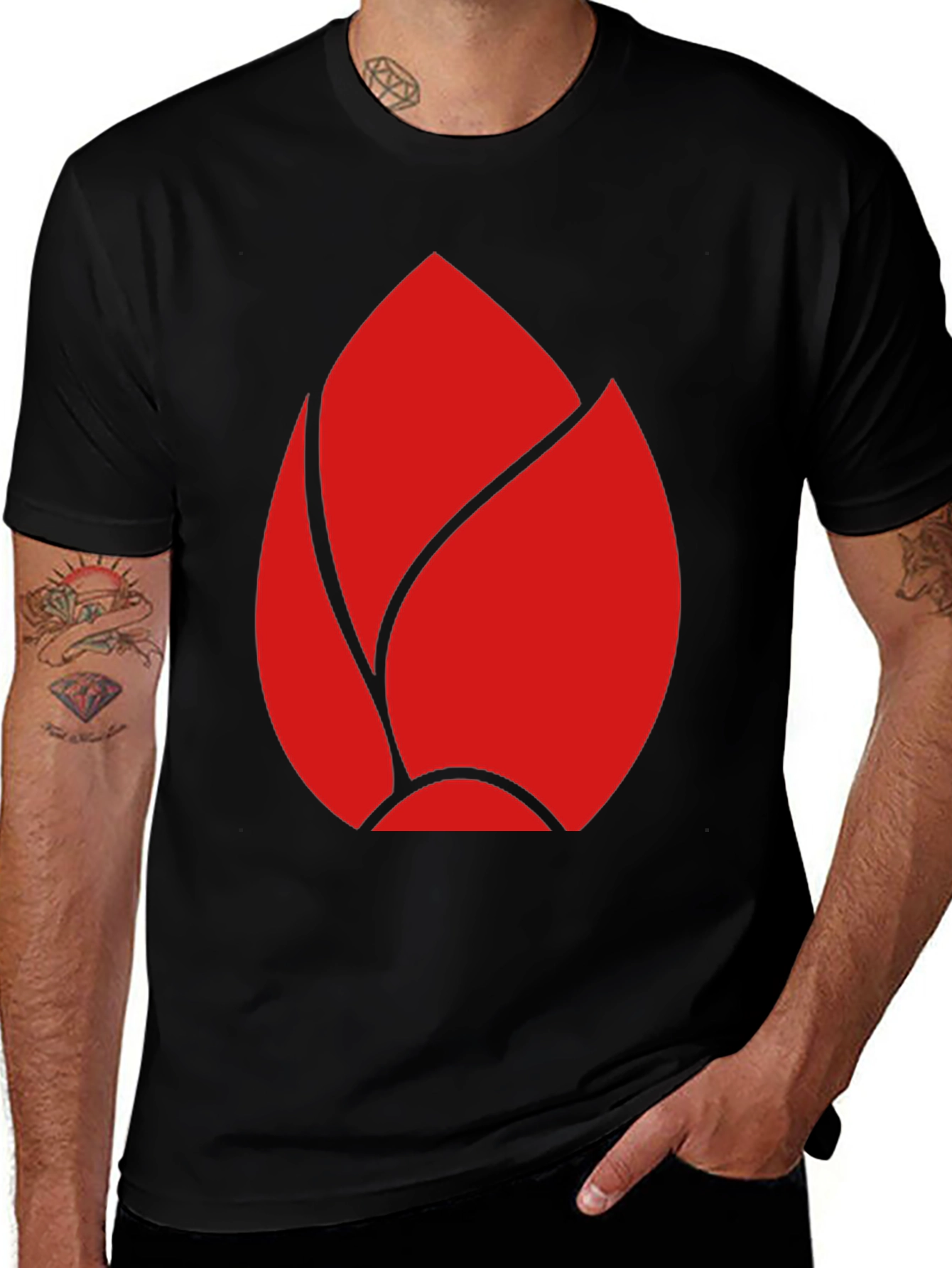 Red Bud Graphic Black T-Shirt
