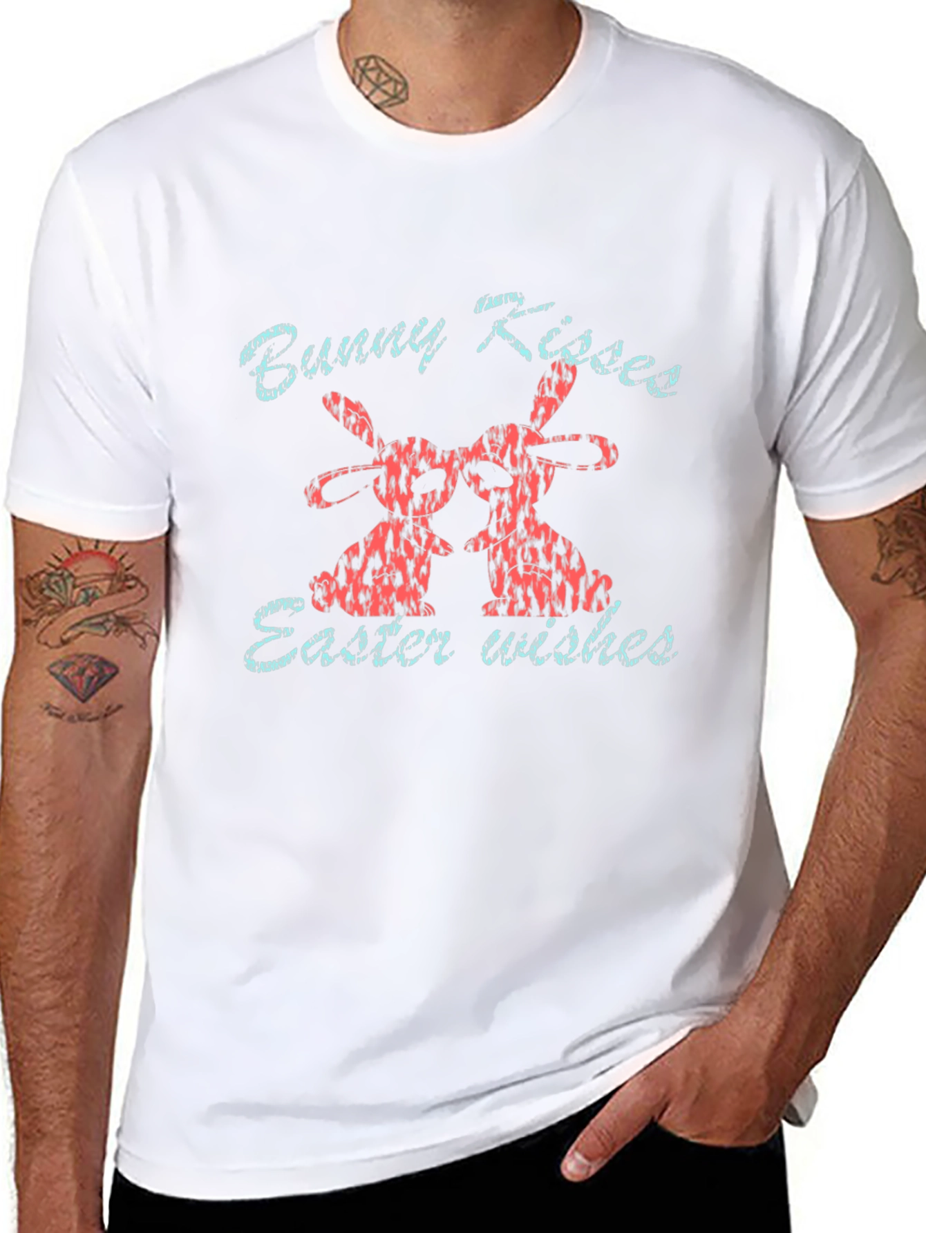 Bunny Kisses Easter Wishes Graphic T-Shirt
