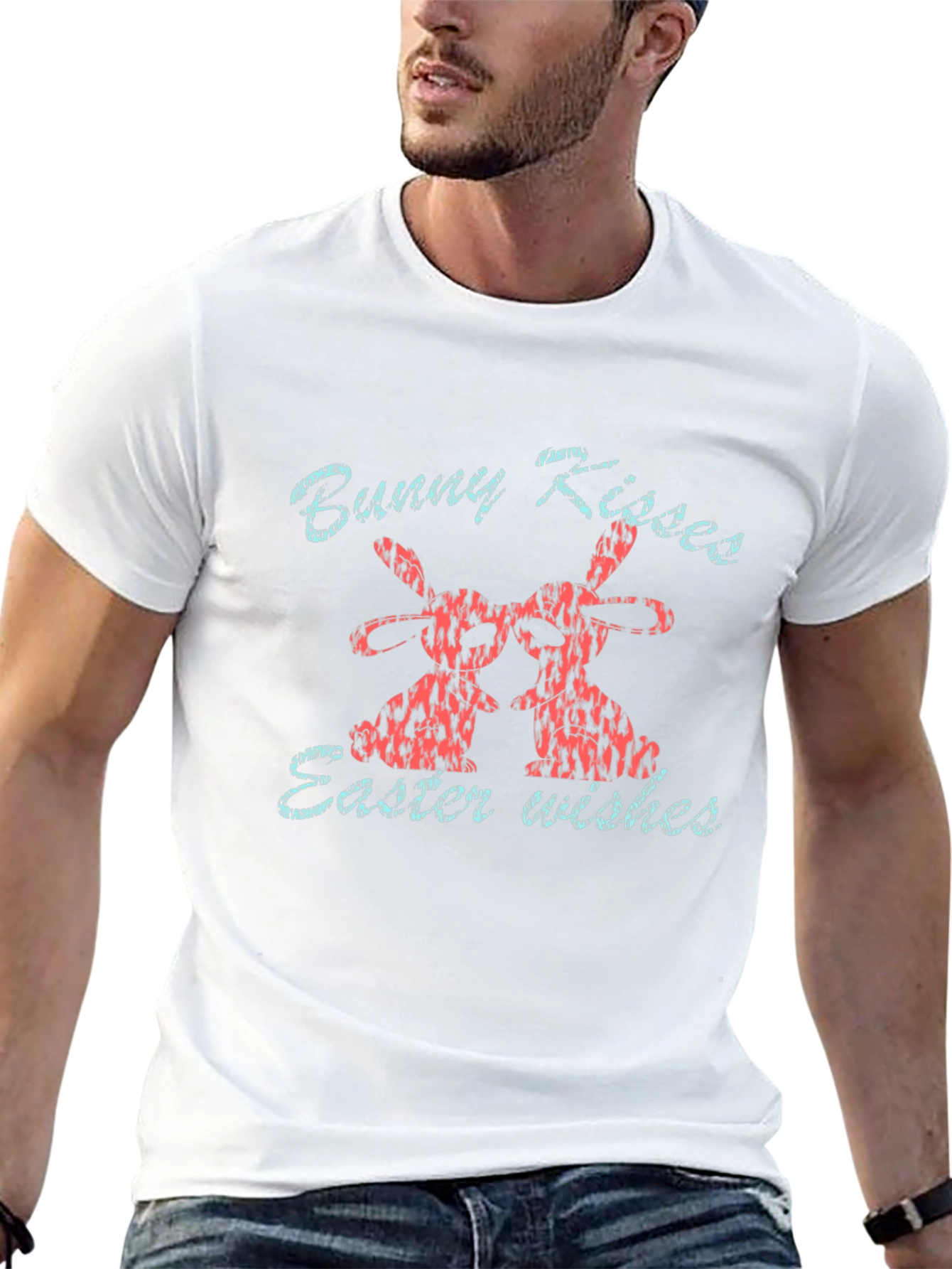 Bunny Kisses Easter Wishes Graphic T-Shirt