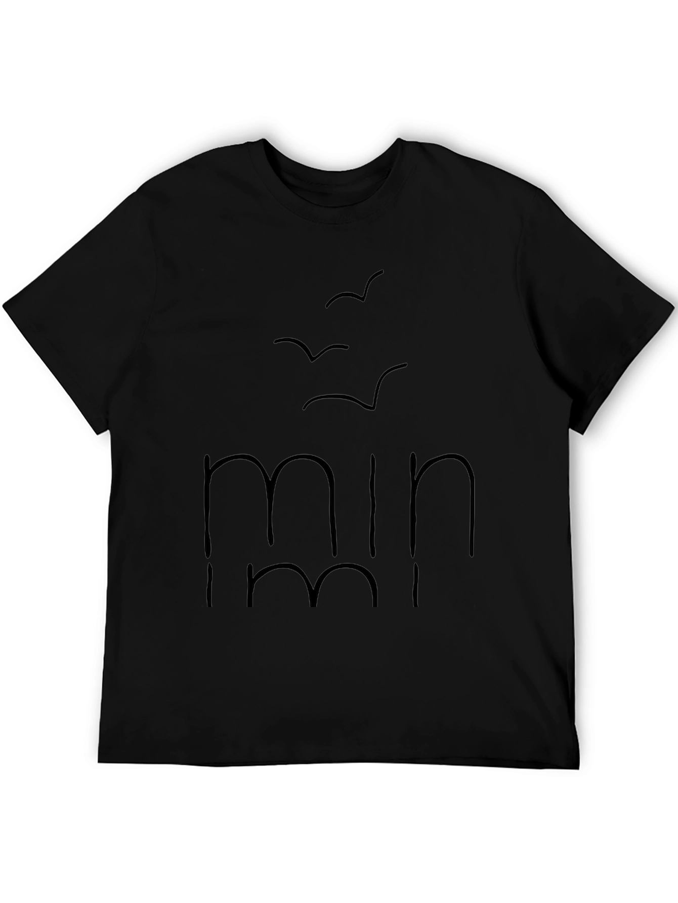 Minimalist Black T-Shirt with Bird Graphic Design
