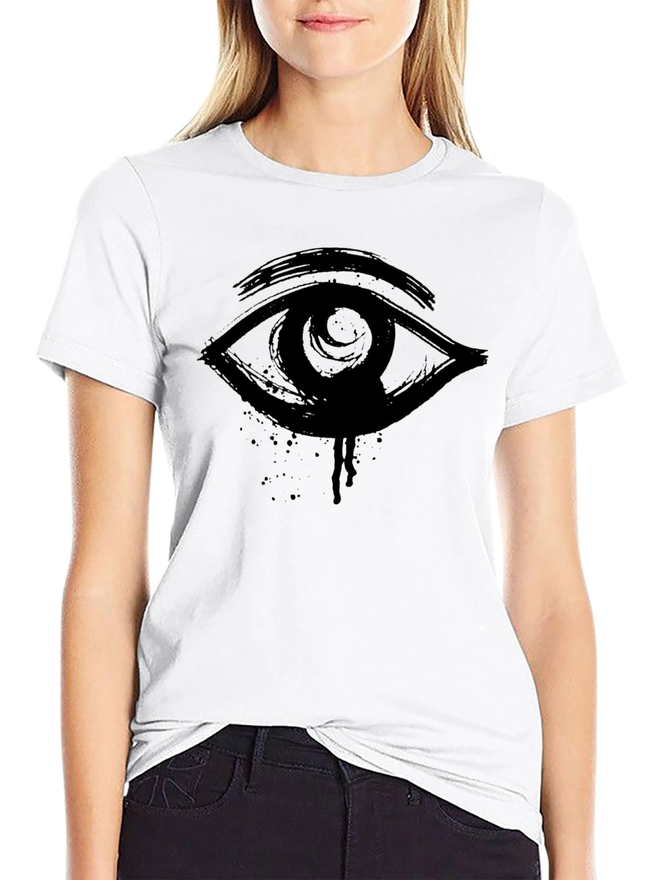 Mens Black T-Shirt with Eye Graphic