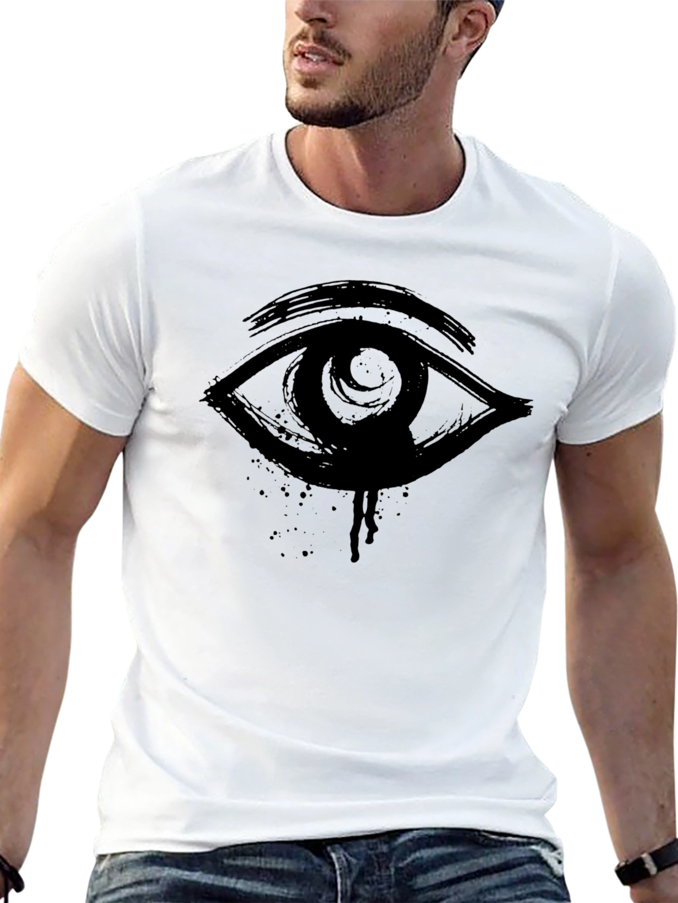 Mens Black T-Shirt with Eye Graphic