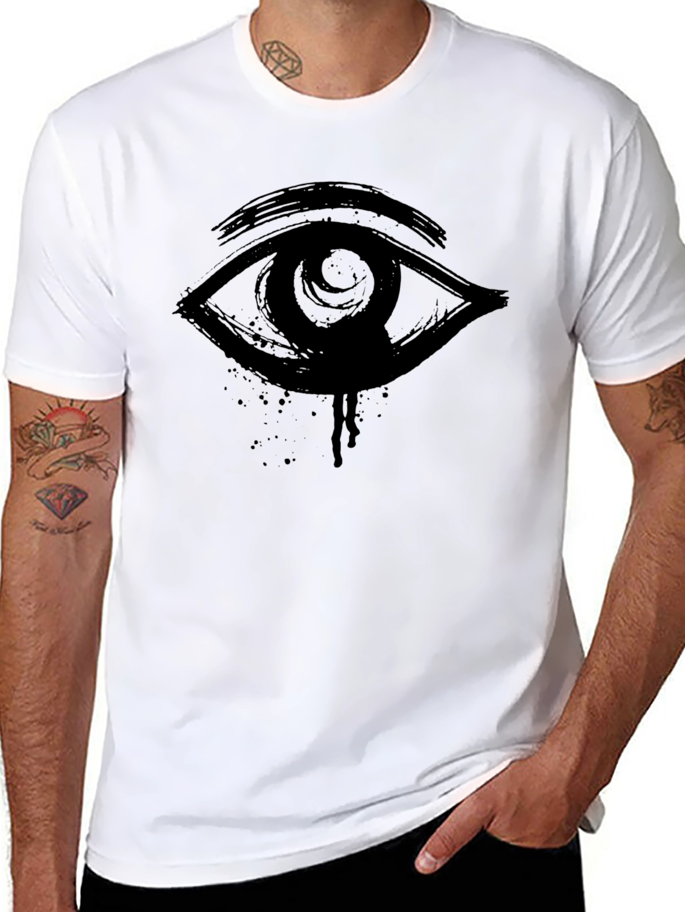 Mens Black T-Shirt with Eye Graphic
