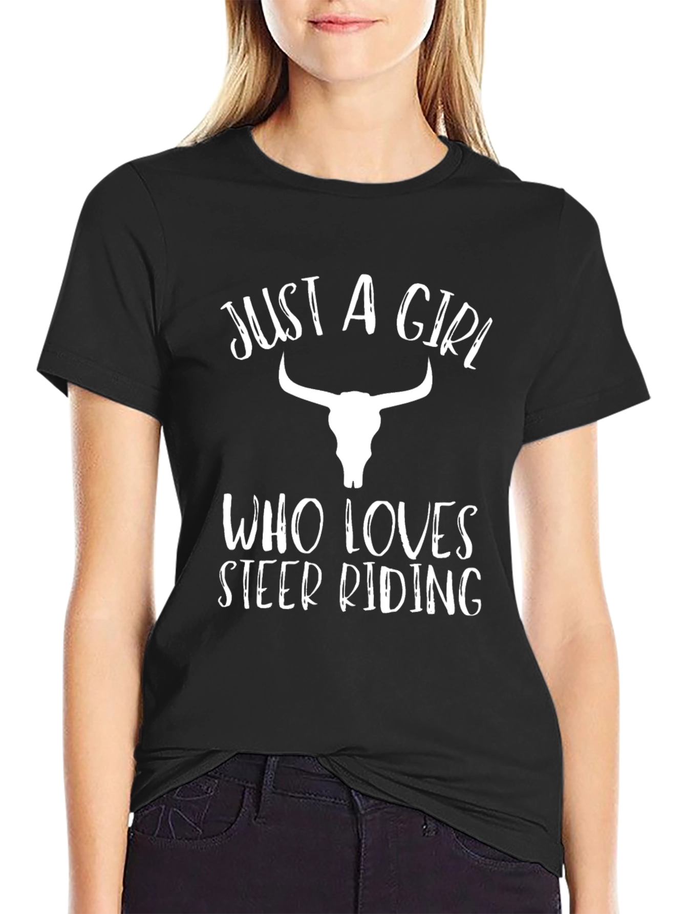 Just A Girl Who Loves Steer Riding T-Shirt