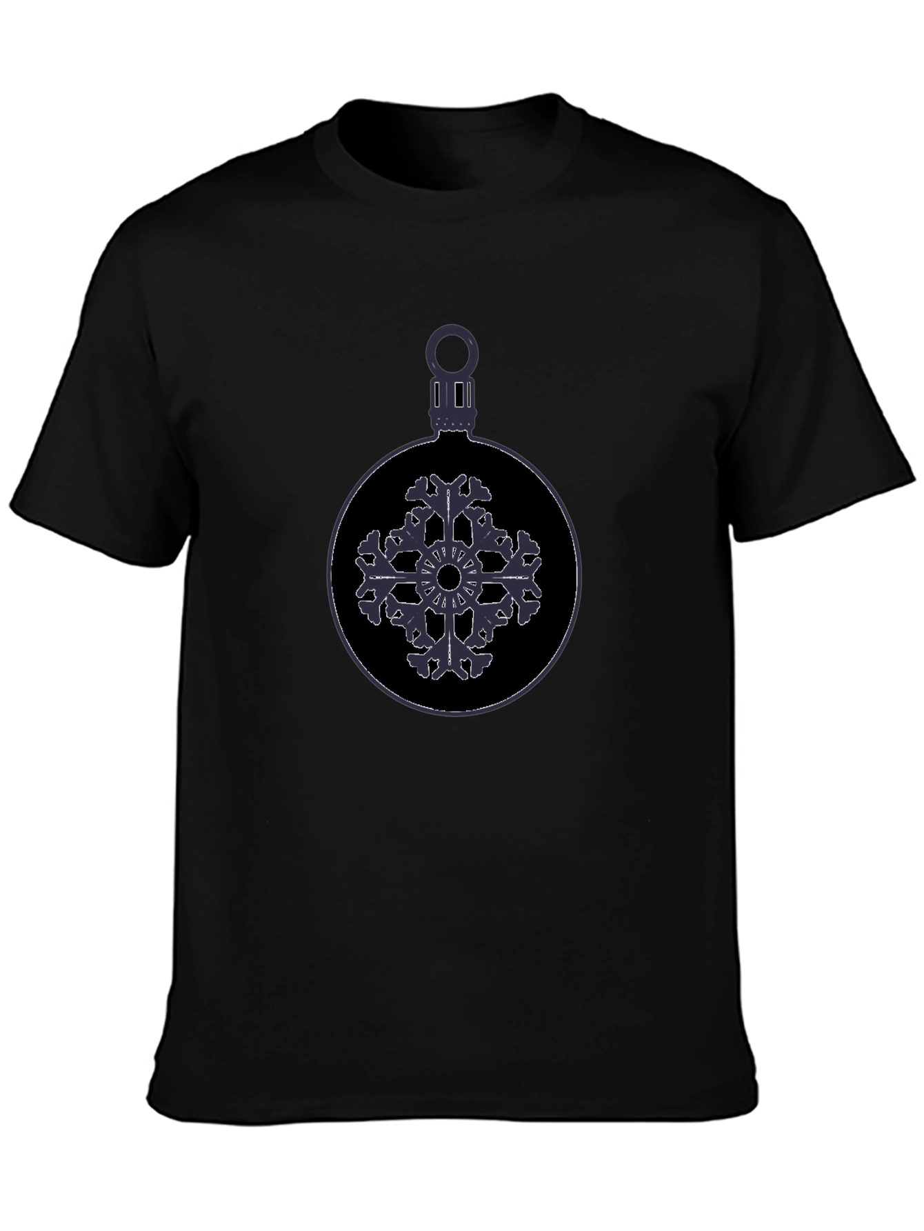 Festive Snowflake Ornament Graphic Tee - Black