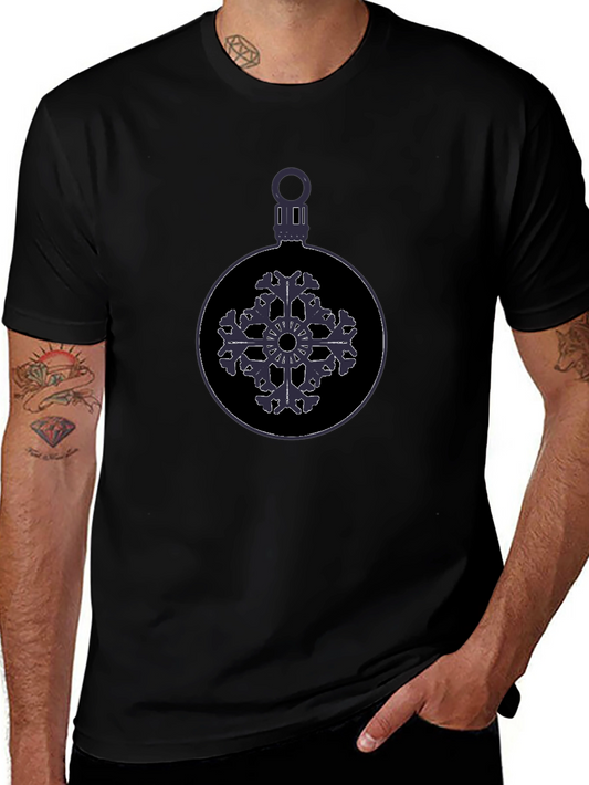 Festive Snowflake Ornament Graphic Tee - Black