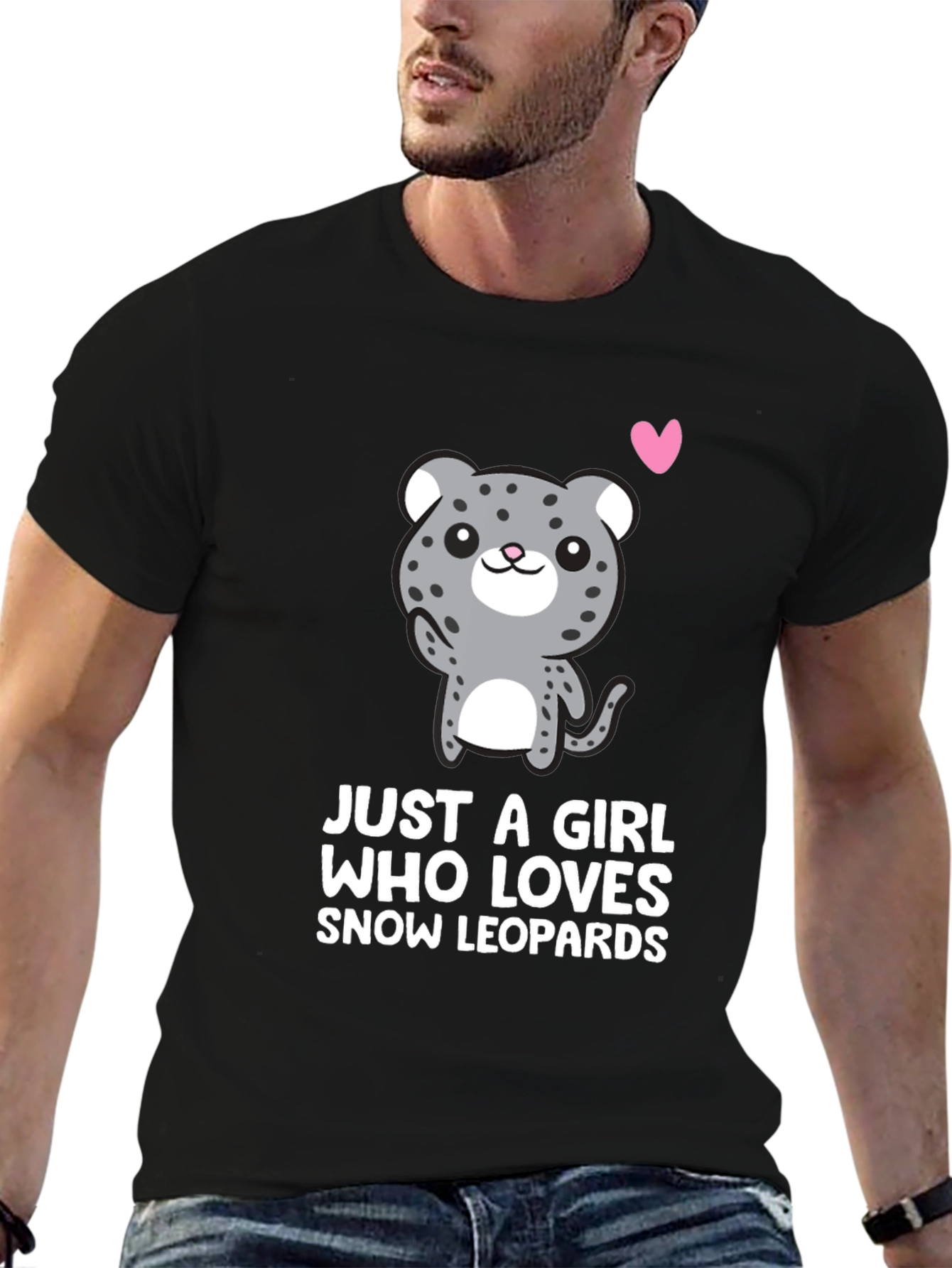 Snow Leopard Lover T-Shirt - Cute Cartoon Design