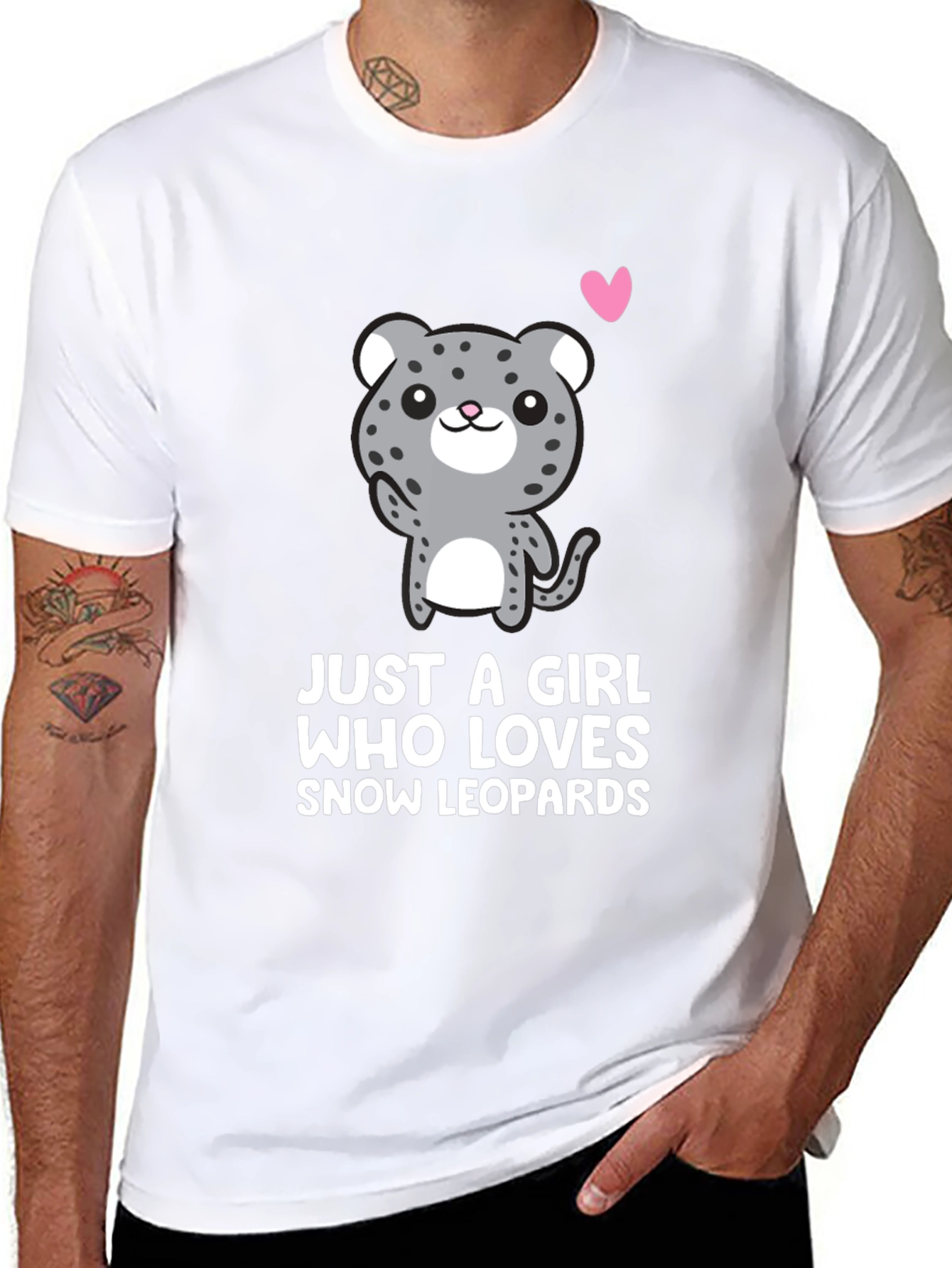 Snow Leopard Lover T-Shirt - Cute Cartoon Design